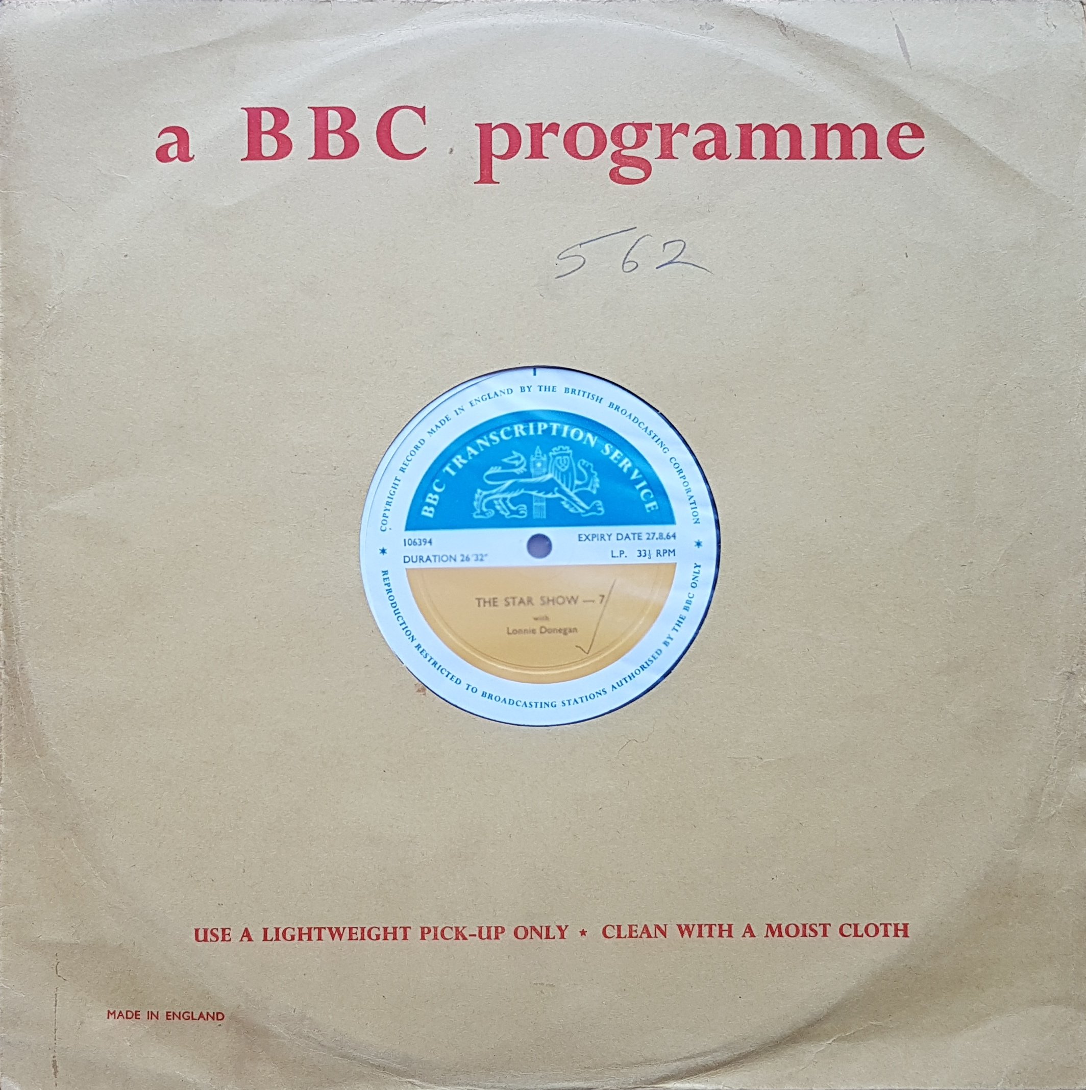Picture of 106394 The star show - 7 & 8 by artist Lonnie Donegan from the BBC albums - Records and Tapes library