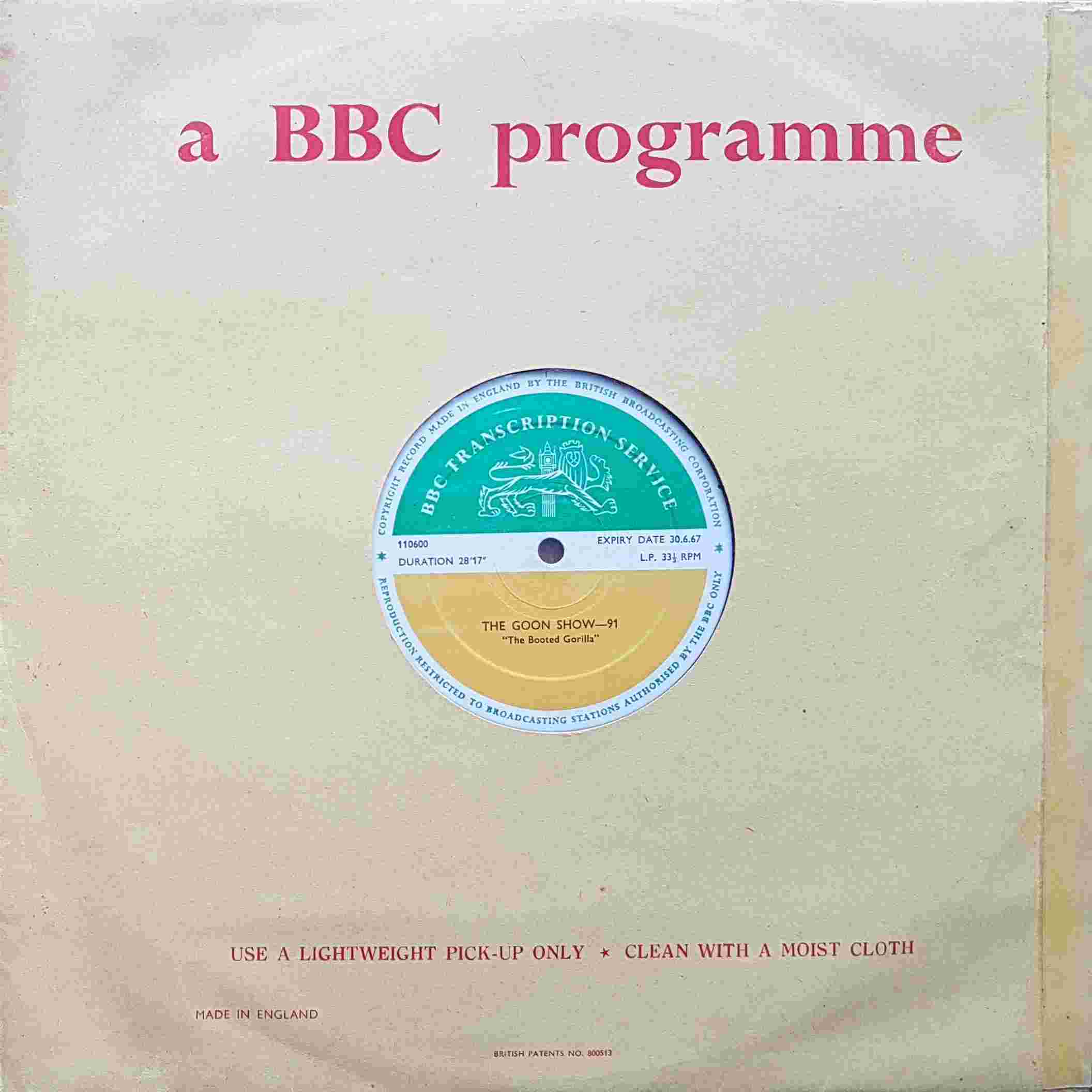 Picture of 110600 The Goon show - 91 & 92 by artist Spike Milligan / Eric Sykes from the BBC albums - Records and Tapes library