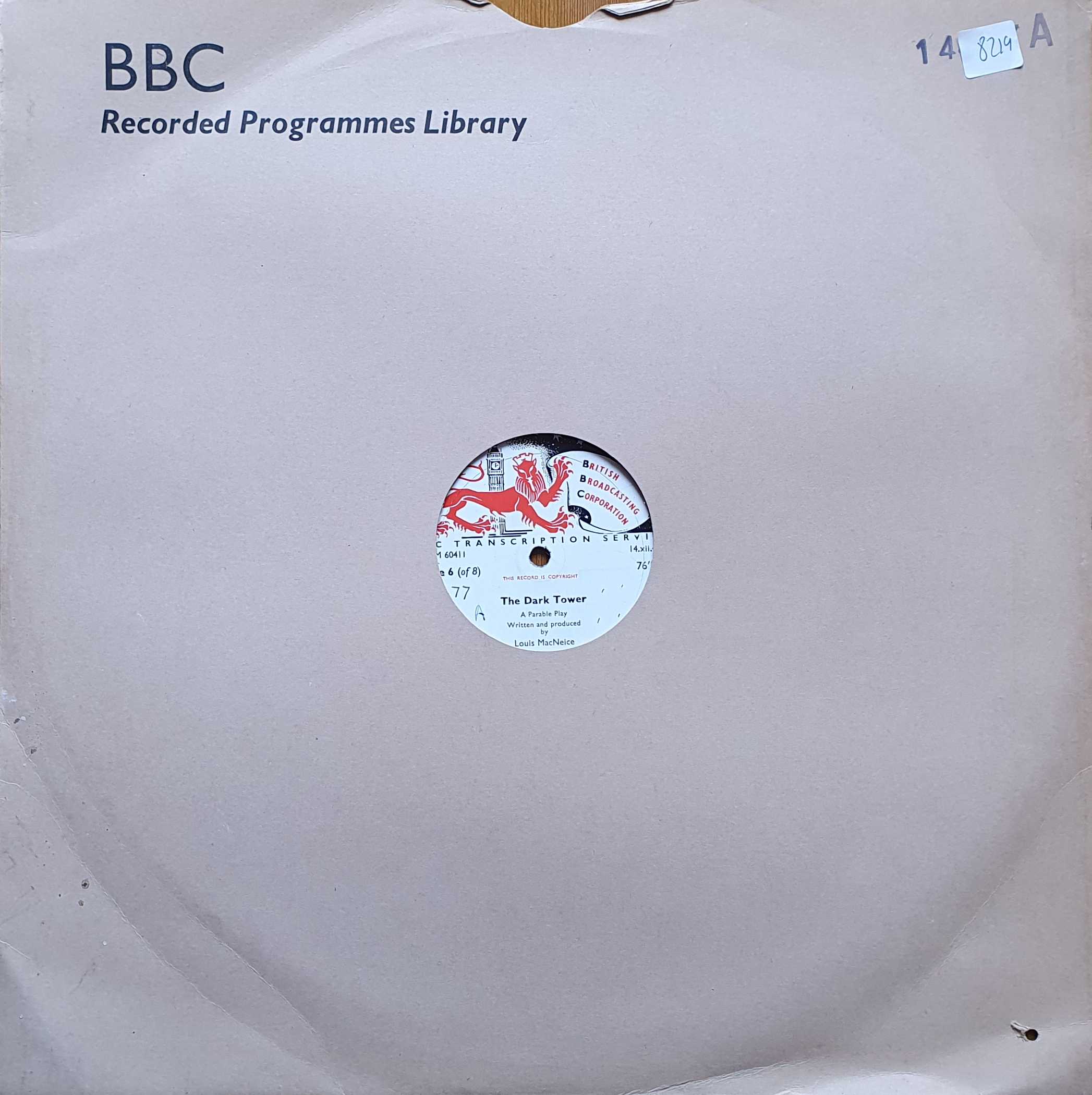 Picture of 16PM 60411 The dark tower - Parts 6 & 8 by artist Louis MacNeice from the BBC 16inches - Records and Tapes library