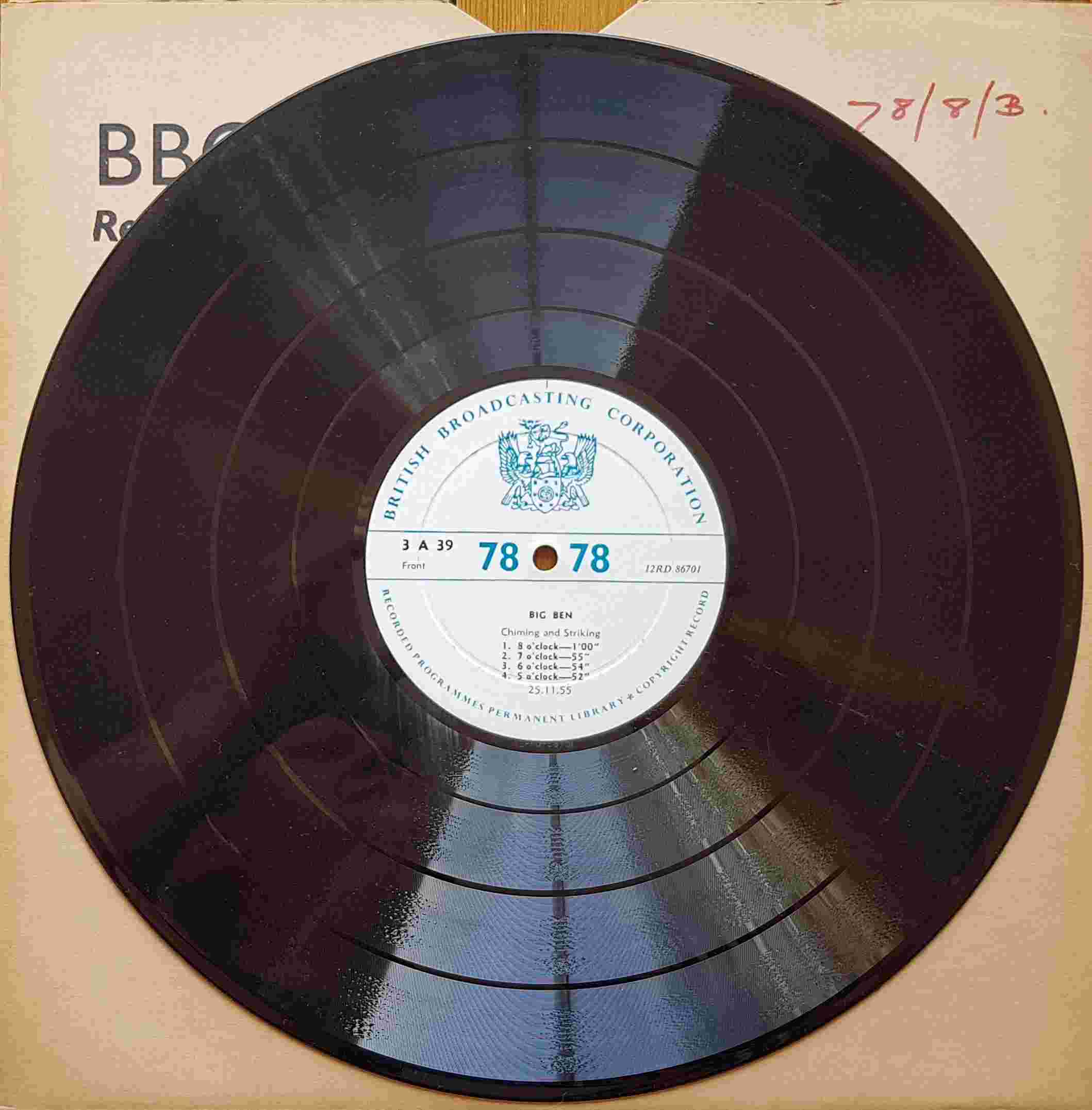 Picture of 3 A 39 Big Ben by artist Not registered from the BBC 78 - Records and Tapes library