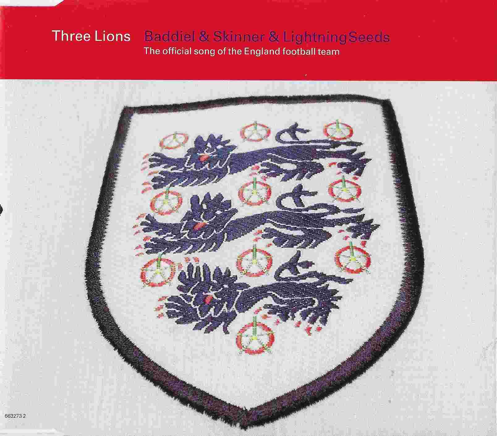 Picture of Three lions by artist Broudie / Skinner / Baddiel / The Lightning Seeds 