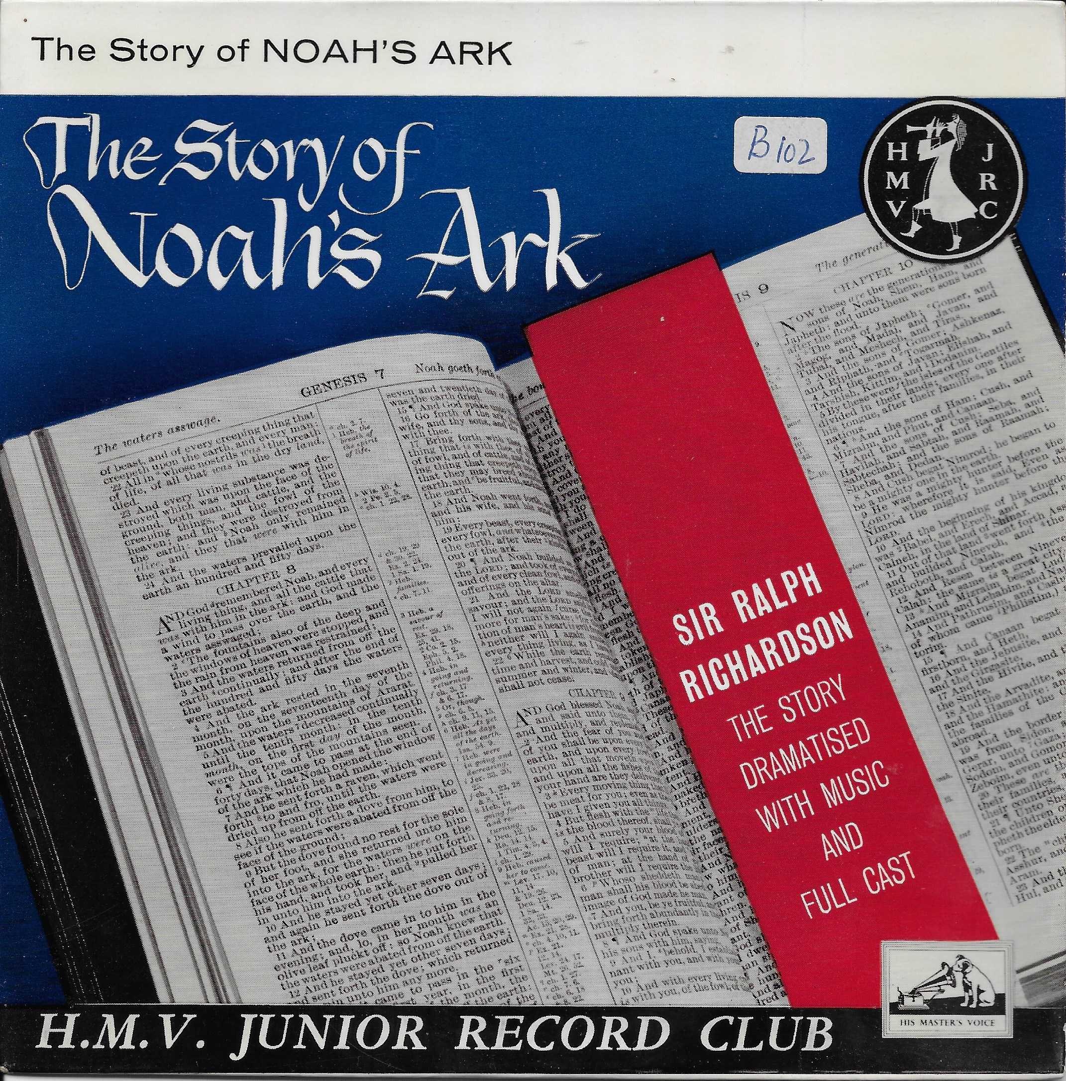 Picture of 7EG 107 The story of Noah's Ark (Red Vinyl) by artist Lord Aberdare / Cyril Ornadel from ITV, Channel 4 and Channel 5 singles library