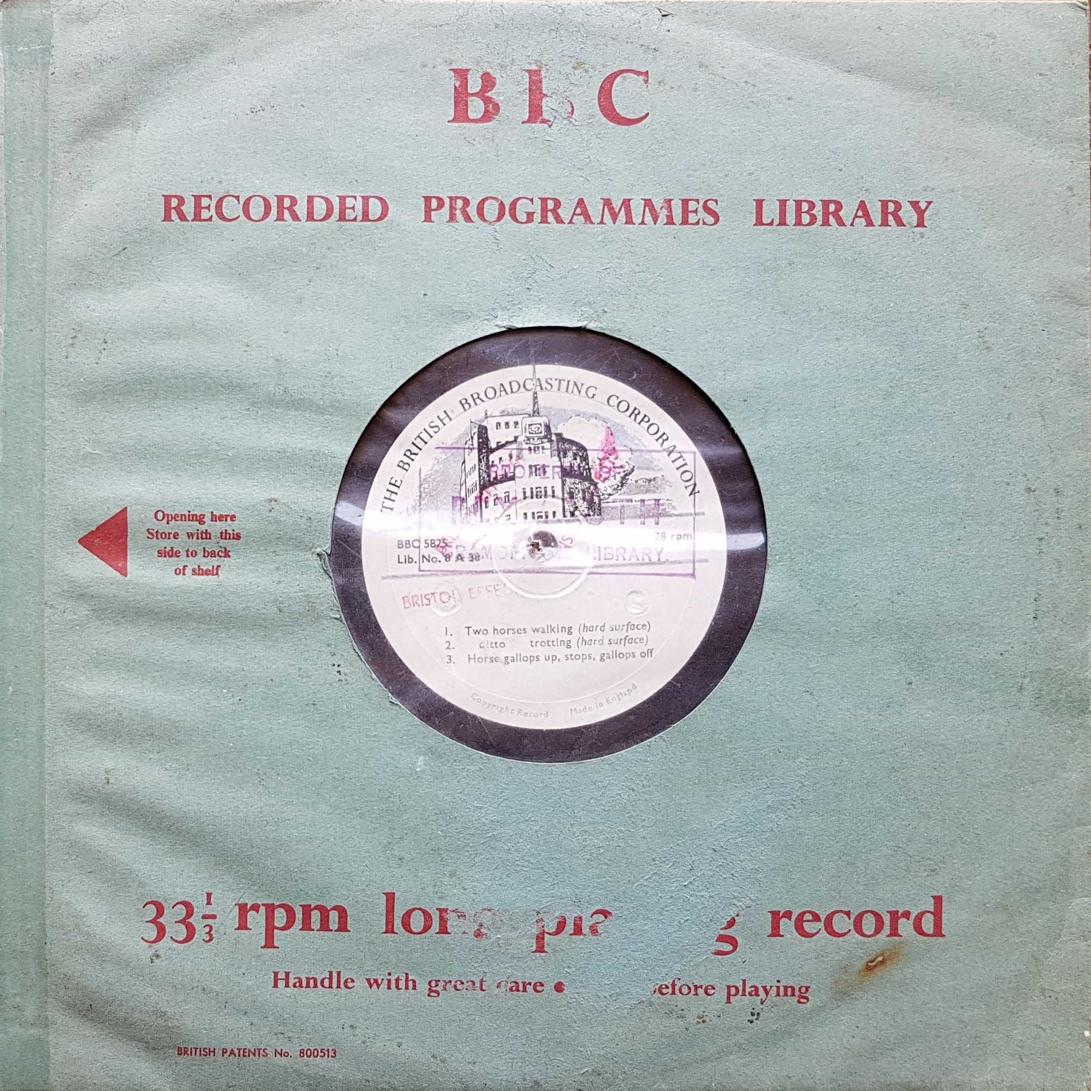 Picture of 8 A 30 Horse gallops by artist Not registered
 from the BBC 10inches - Records and Tapes library