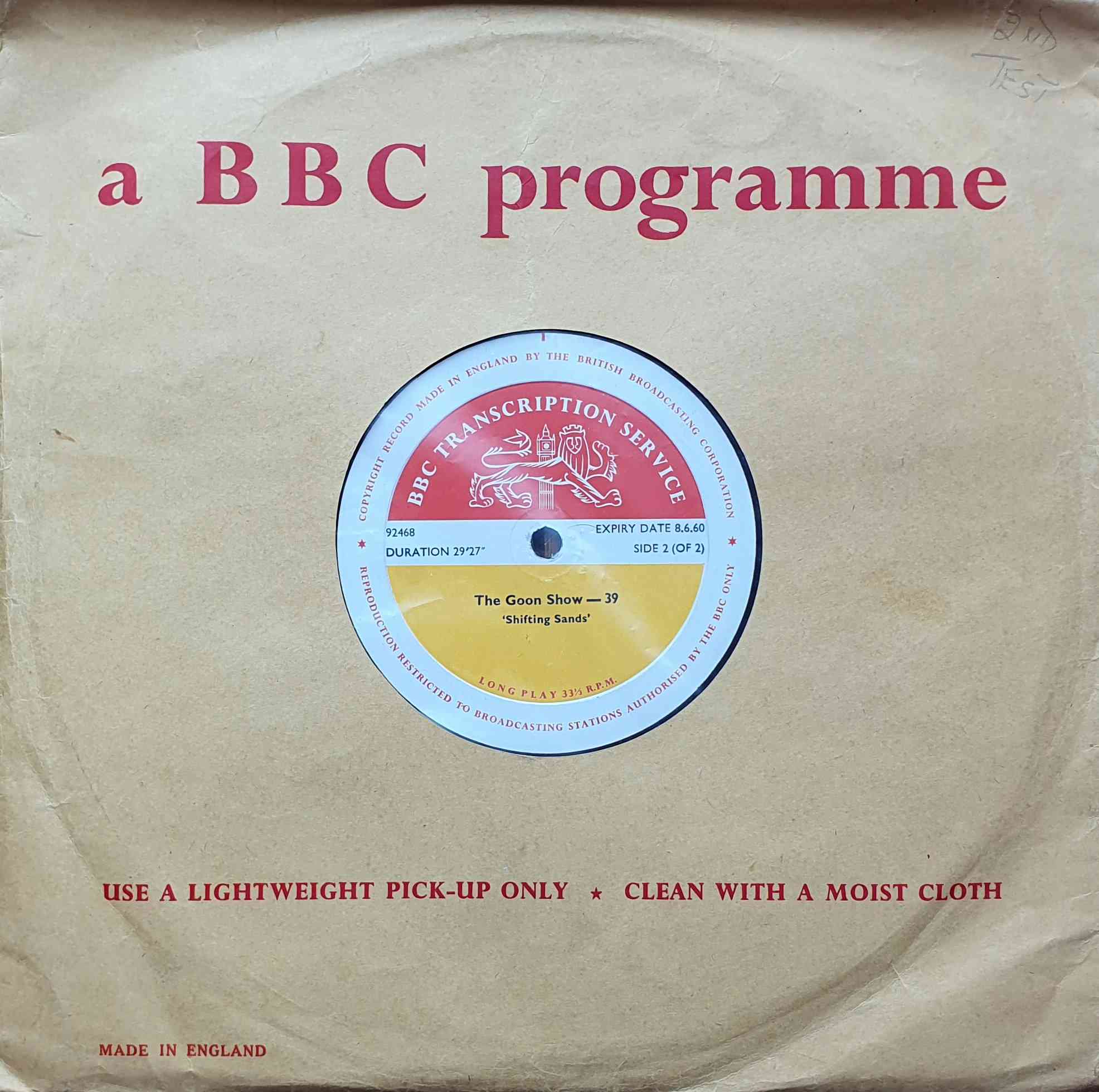 Picture of 92468 The Goon Show - 39 / 40 (Side 2 of 2) by artist Unknown from the BBC 10inches - Records and Tapes library