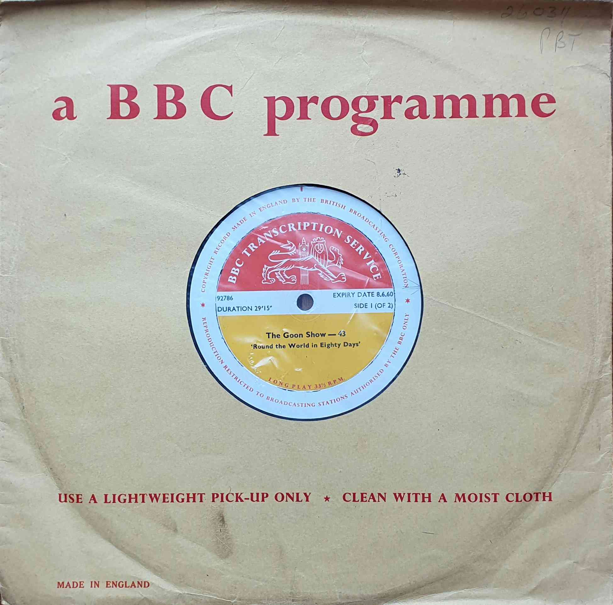 Picture of 92786 The Goon Show - 43 / 44 (Side 1 of 2) by artist Unknown from the BBC 10inches - Records and Tapes library
