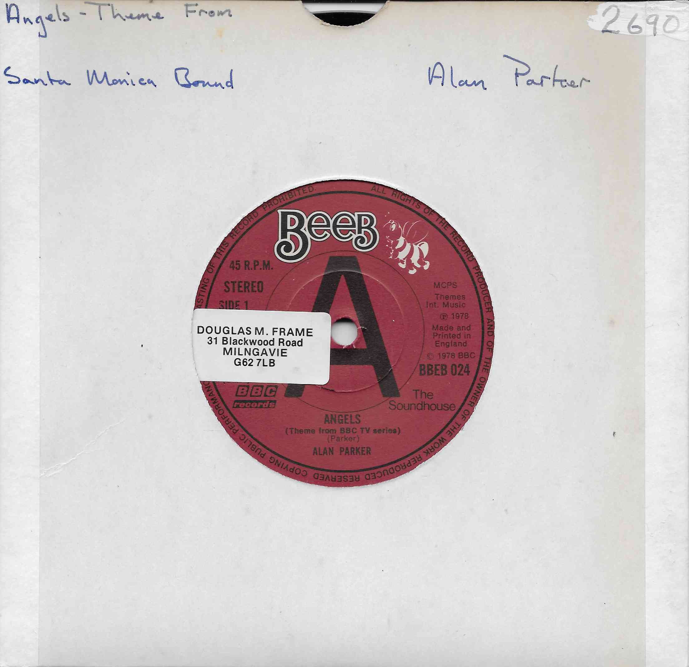 Picture of BBEB 024 Angels single by artist Alan Parker  from the BBC records and Tapes library