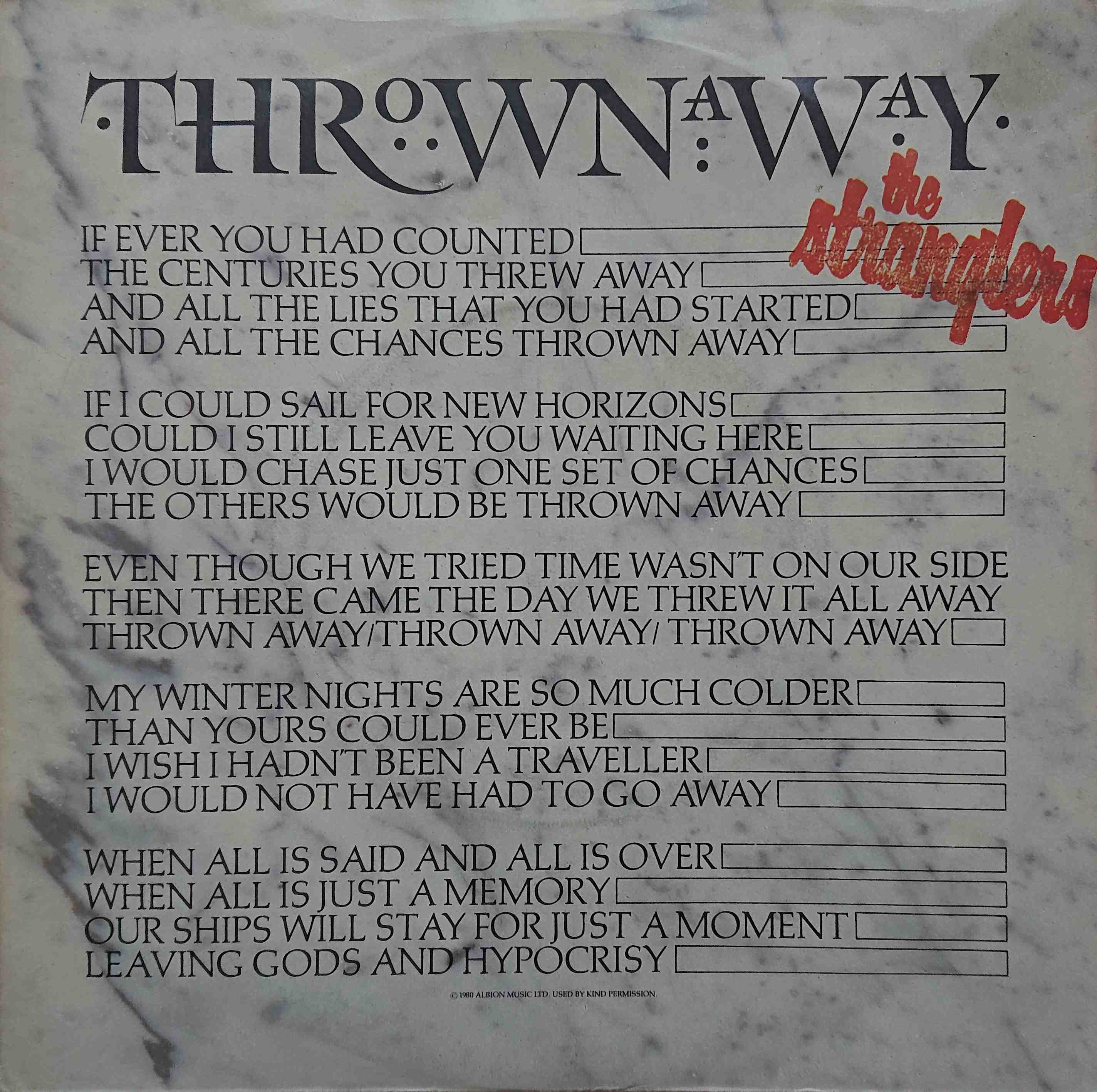 Picture of Thrown away by artist The Stranglers  from The Stranglers singles