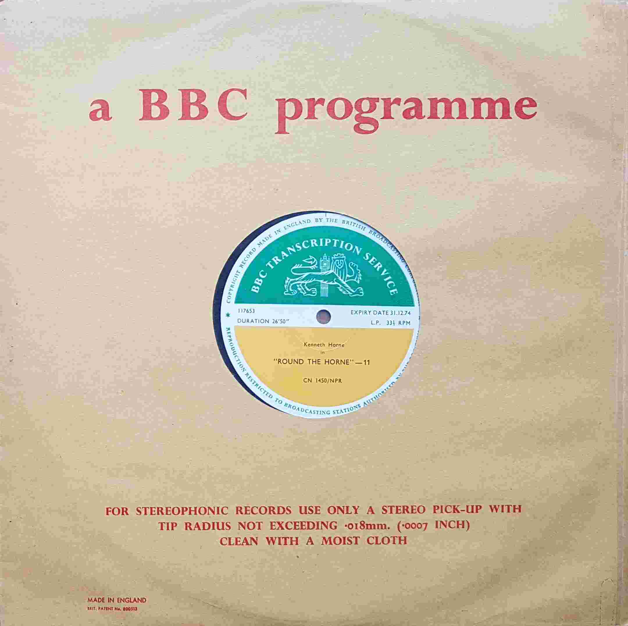 Picture of CN 1450 NPR 6 Round the Horne - 11 & 12 by artist Kenneth Horne from the BBC albums - Records and Tapes library