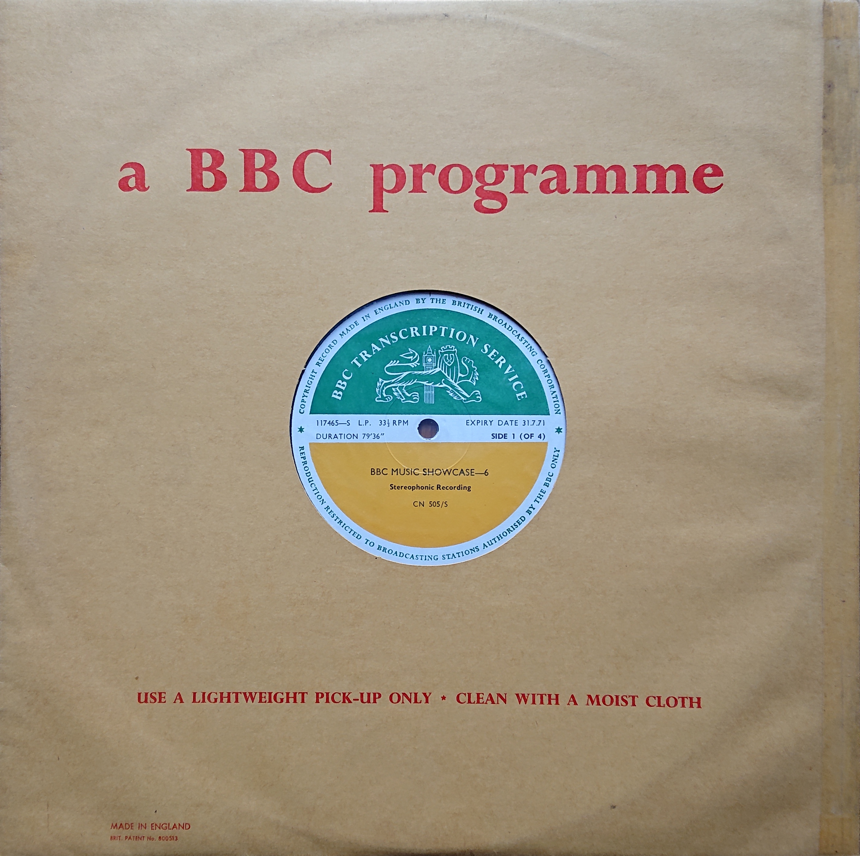 Picture of CN 505 S 11 BBC music showcase - 6 (Sides 1 & 3) by artist Various from the BBC records and Tapes library
