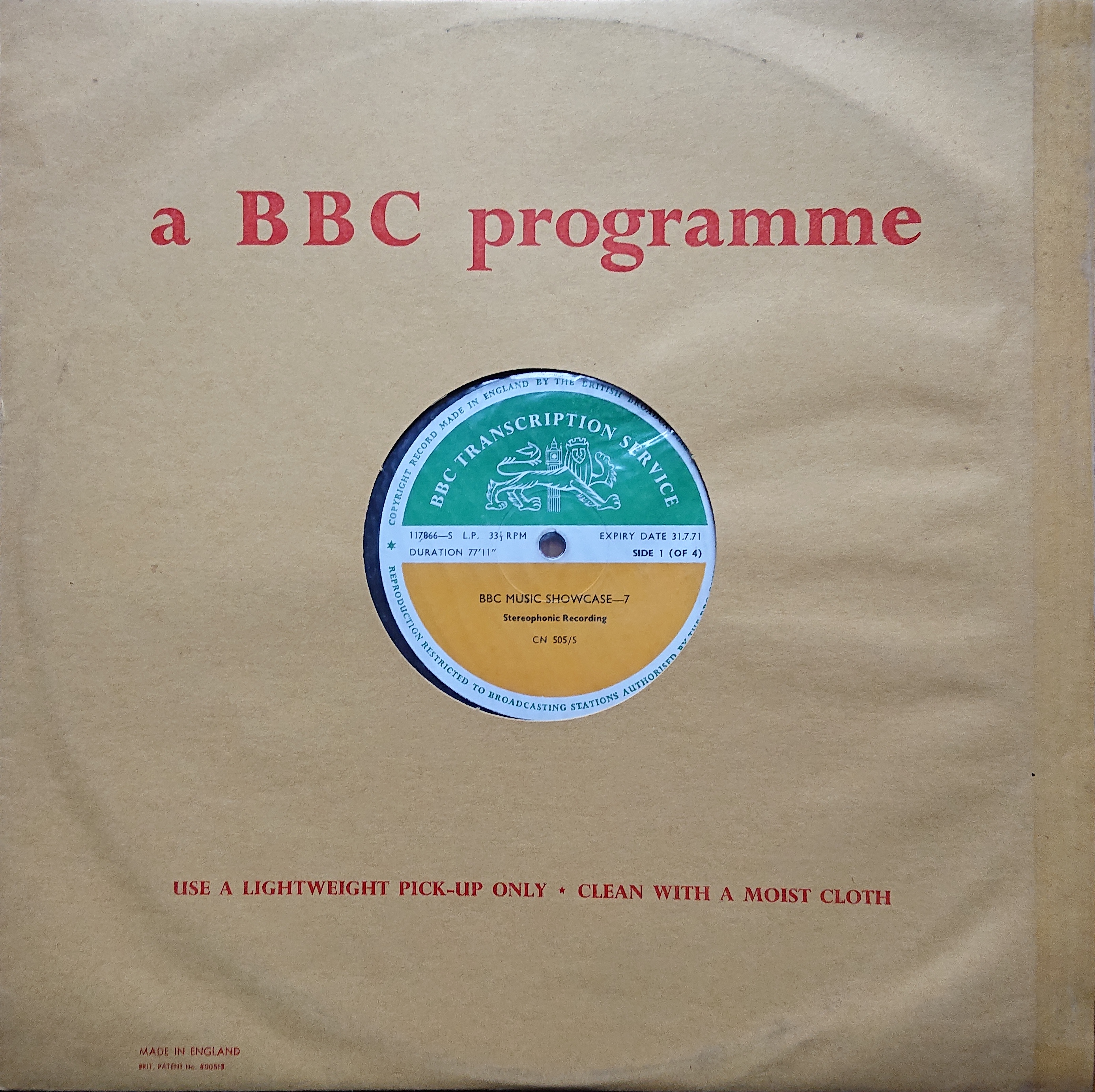 Picture of CN 505 S 13 BBC music showcase - 7 (Sides 1 & 3) by artist Various from the BBC records and Tapes library
