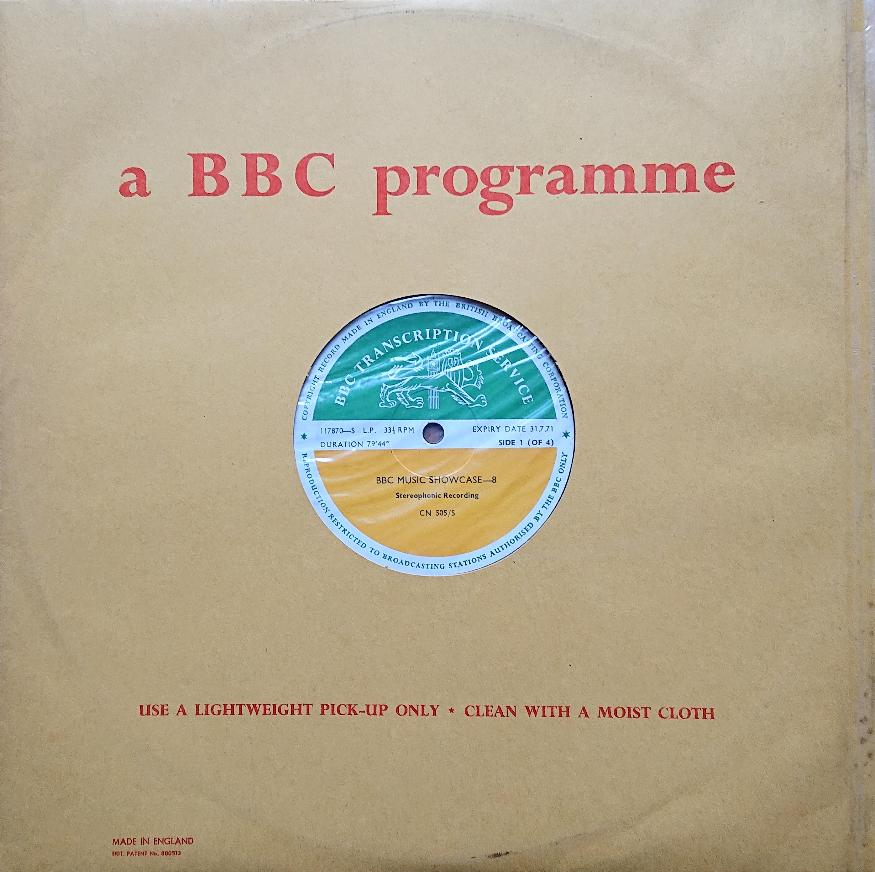 Picture of CN 505 S 15 BBC music showcase - 8 (Sides 1 & 3) by artist Various from the BBC records and Tapes library