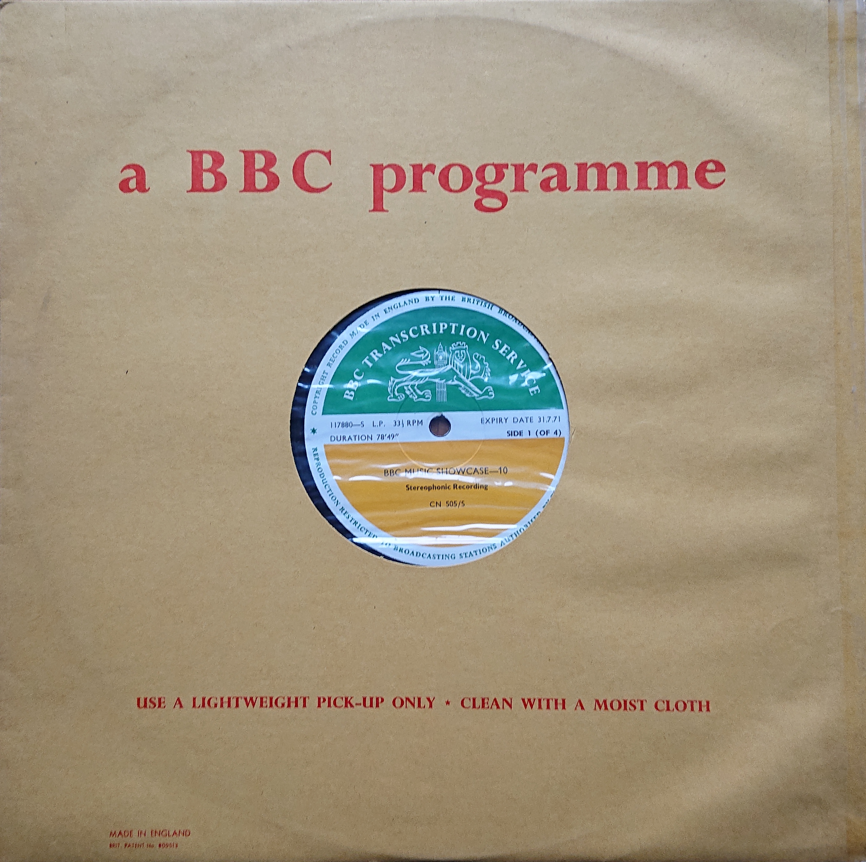 Picture of CN 505 S 19 BBC music showcase - 10 (Sides 1 & 3) by artist Various from the BBC albums - Records and Tapes library