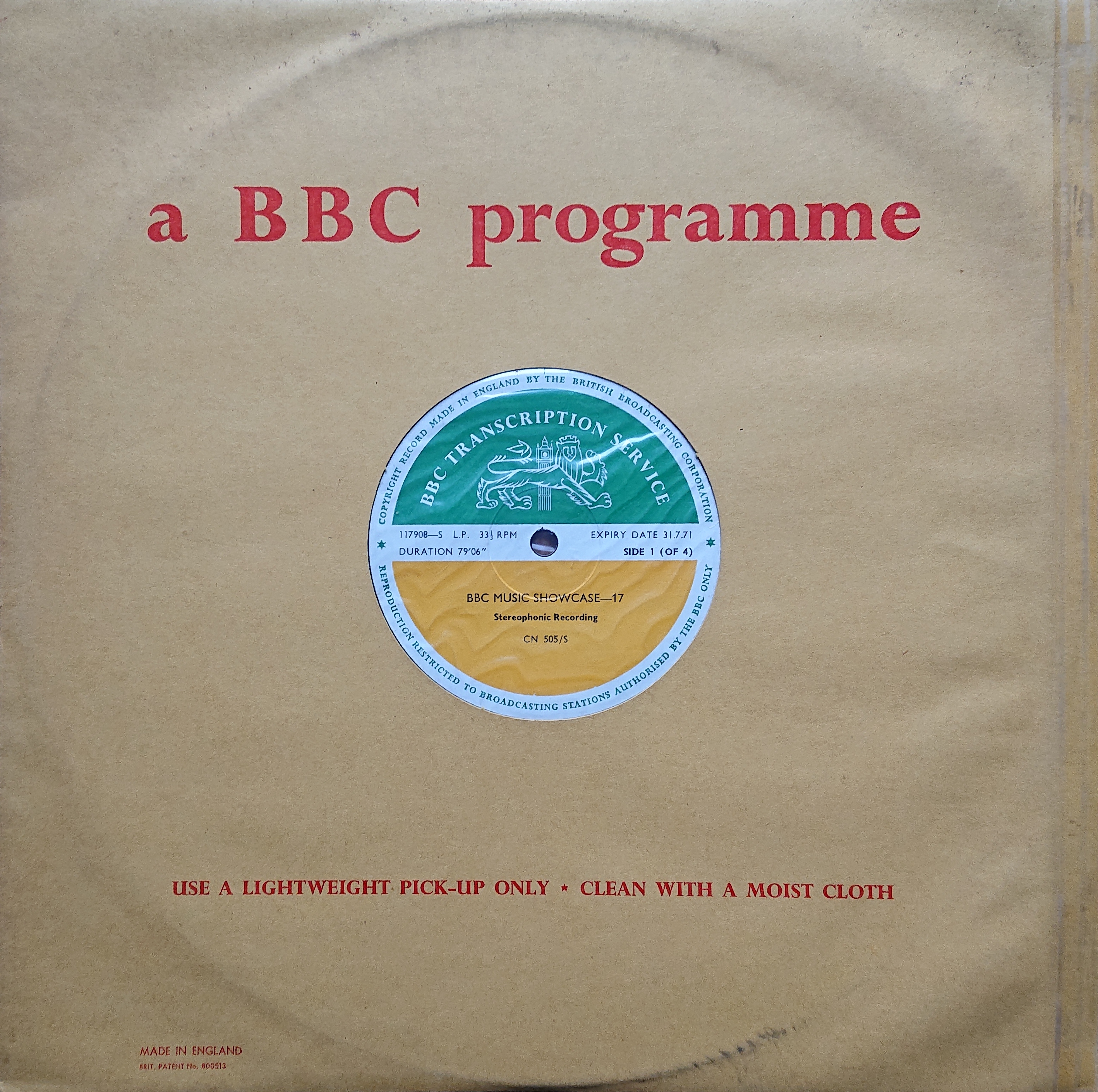 Picture of CN 505 S 33 BBC music showcase - 17 (Sides 1 & 3) by artist Various from the BBC records and Tapes library