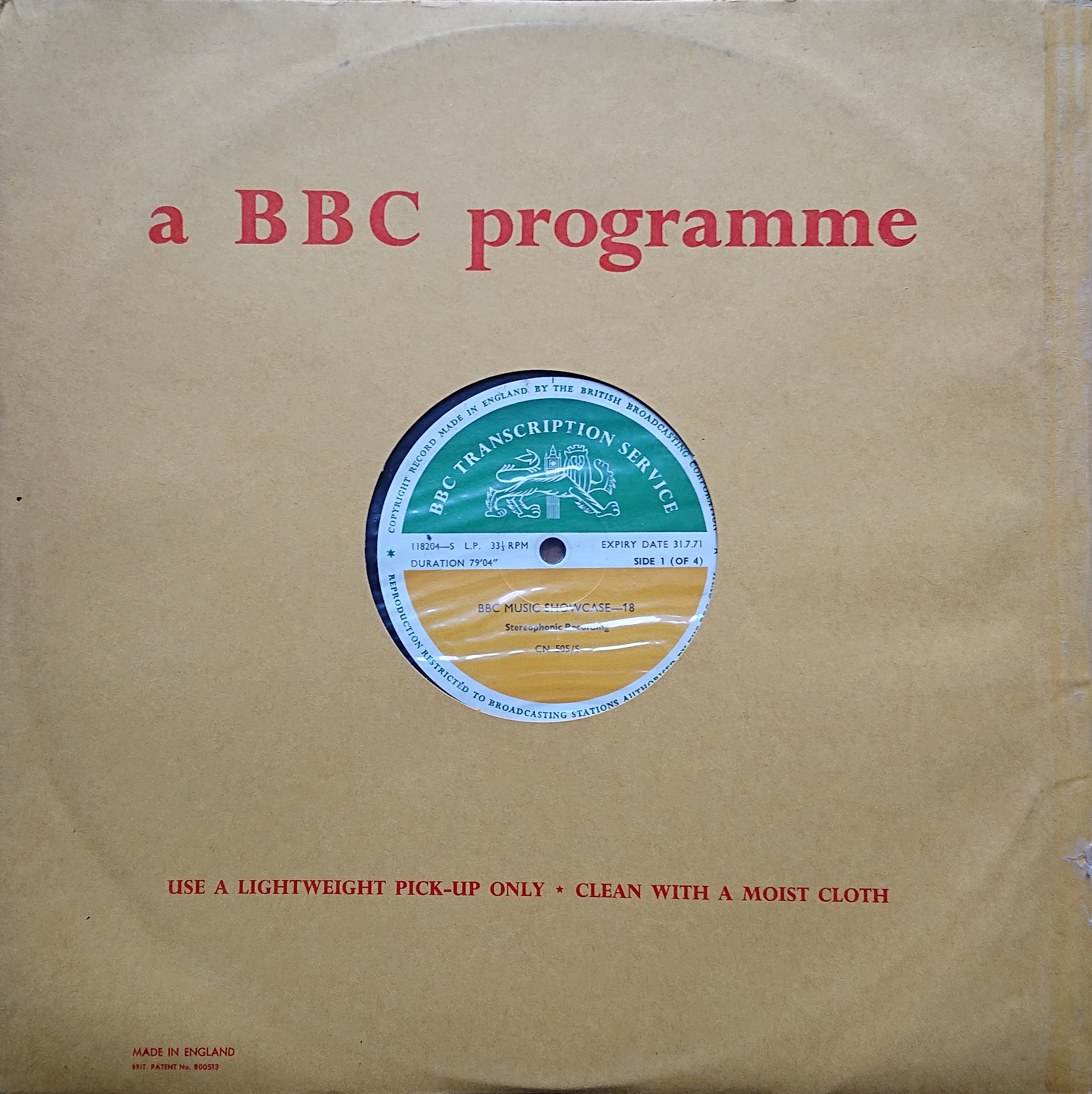 Picture of CN 505 S 35 BBC music showcase - 18 (Sides 1 & 3) by artist Various from the BBC albums - Records and Tapes library