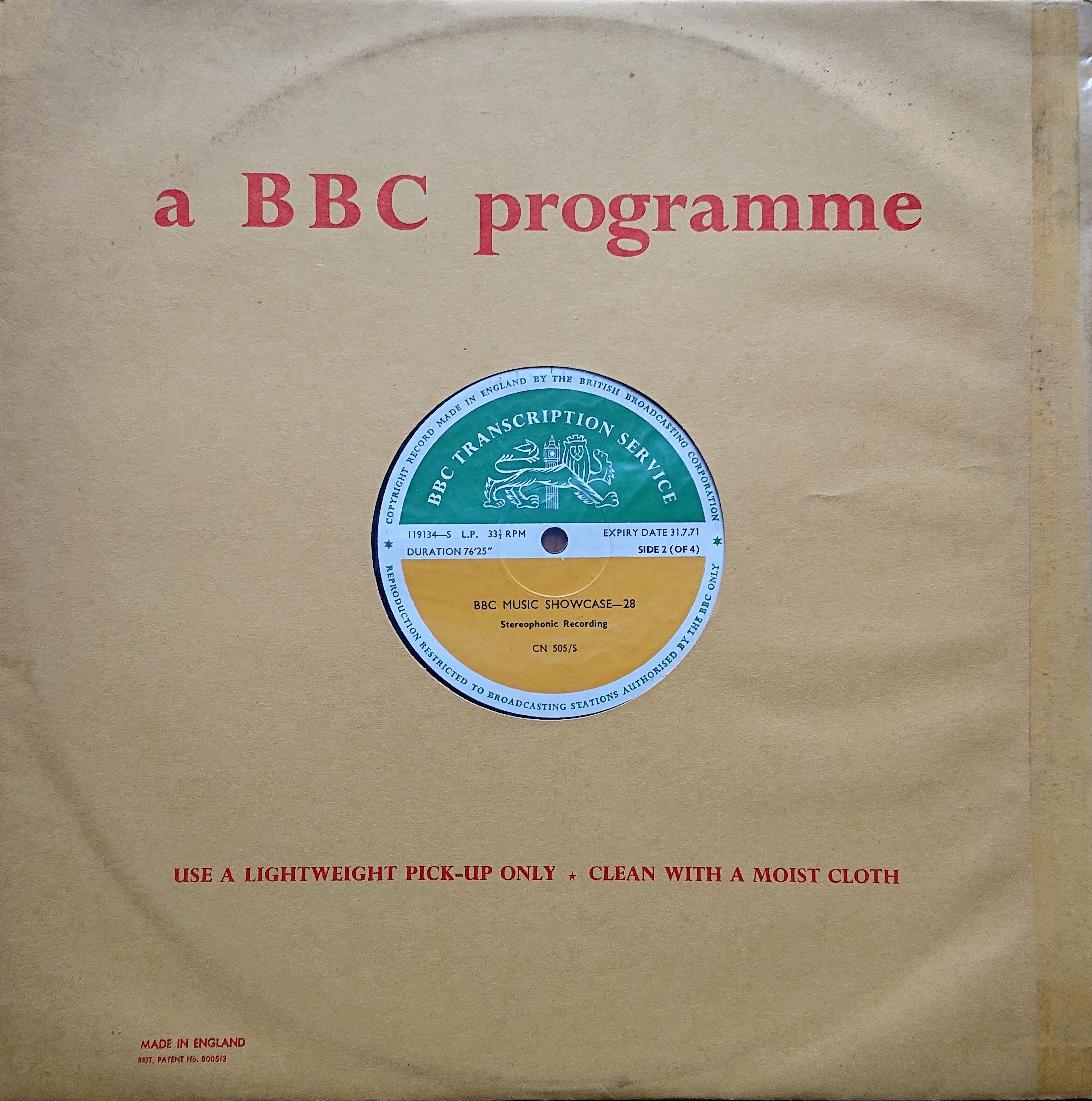 Picture of CN 505 S 56 BBC music showcase - 28 (Sides 2 & 4) by artist Various from the BBC albums - Records and Tapes library