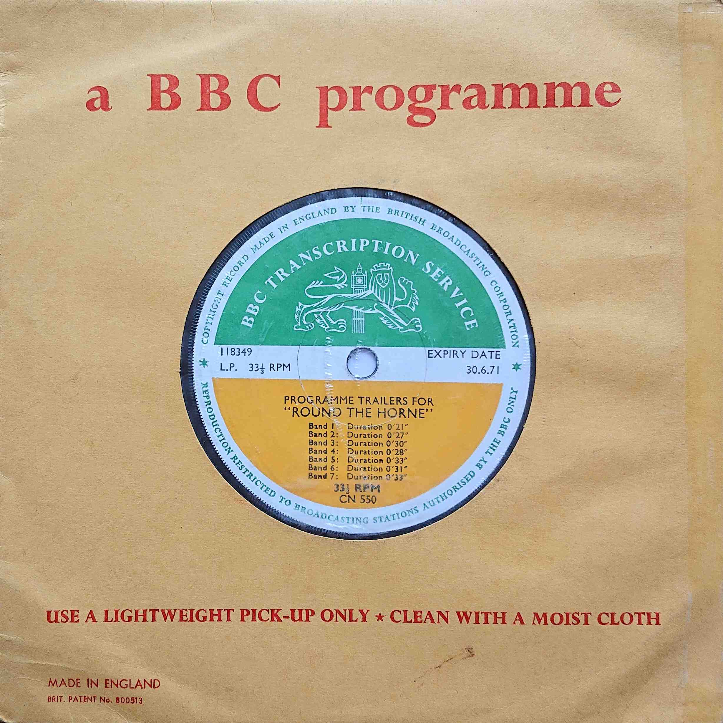 Picture of CN 550 0 Programme trailers for "Round the Horne" by artist Kenneth Horne from the BBC singles - Records and Tapes library