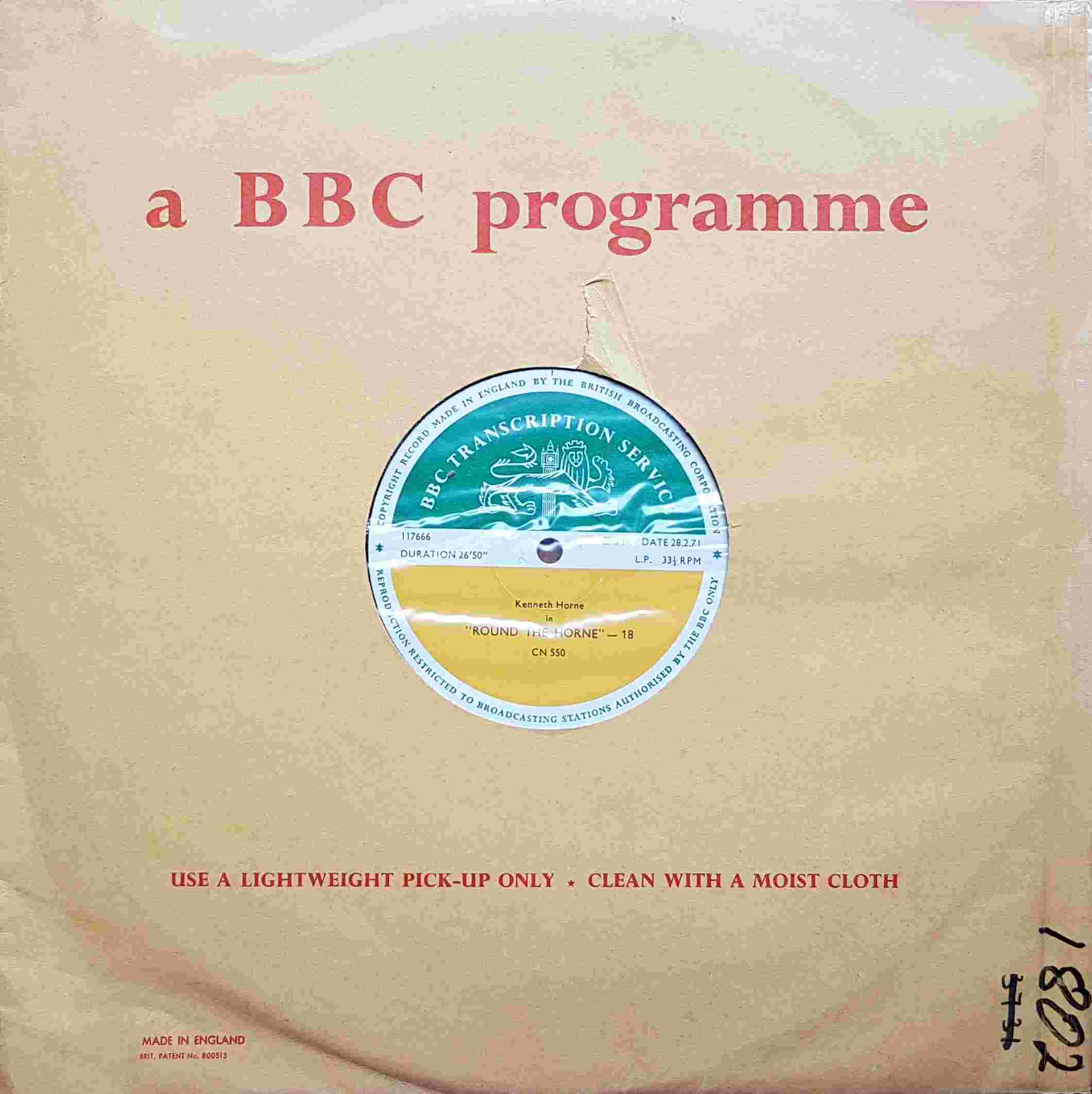 Picture of CN 550 10 Round the Horne - 18 & 19 by artist Kenneth Horne from the BBC records and Tapes library