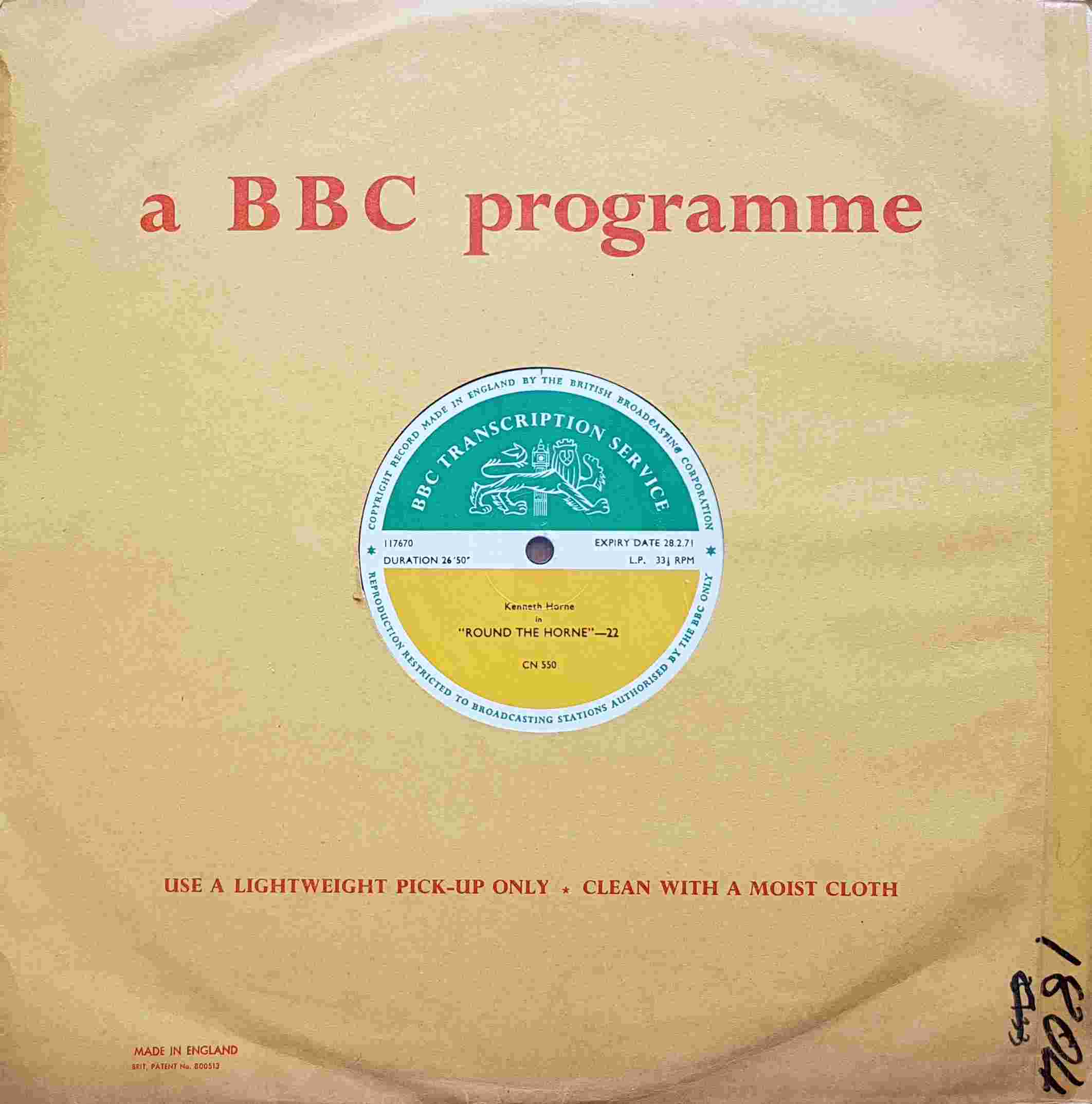 Picture of CN 550 12 Round the Horne - 22 & 23 by artist Kenneth Horne from the BBC records and Tapes library