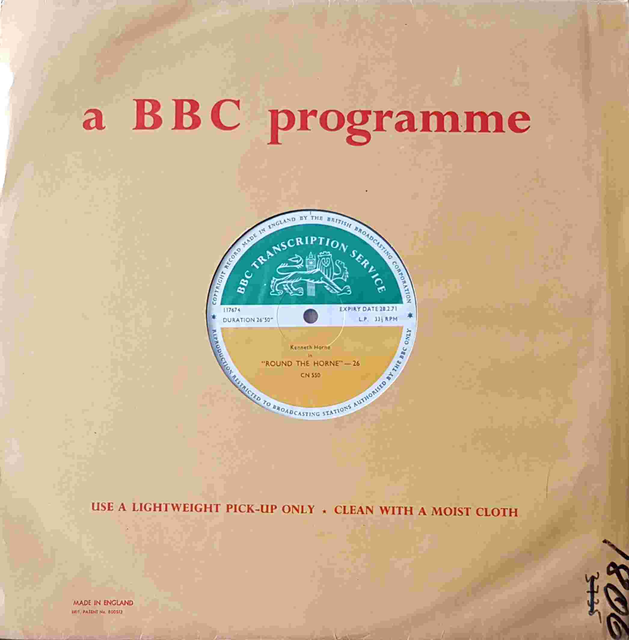 Picture of CN 550 14 Round the Horne - 26 by artist Kenneth Horne from the BBC records and Tapes library