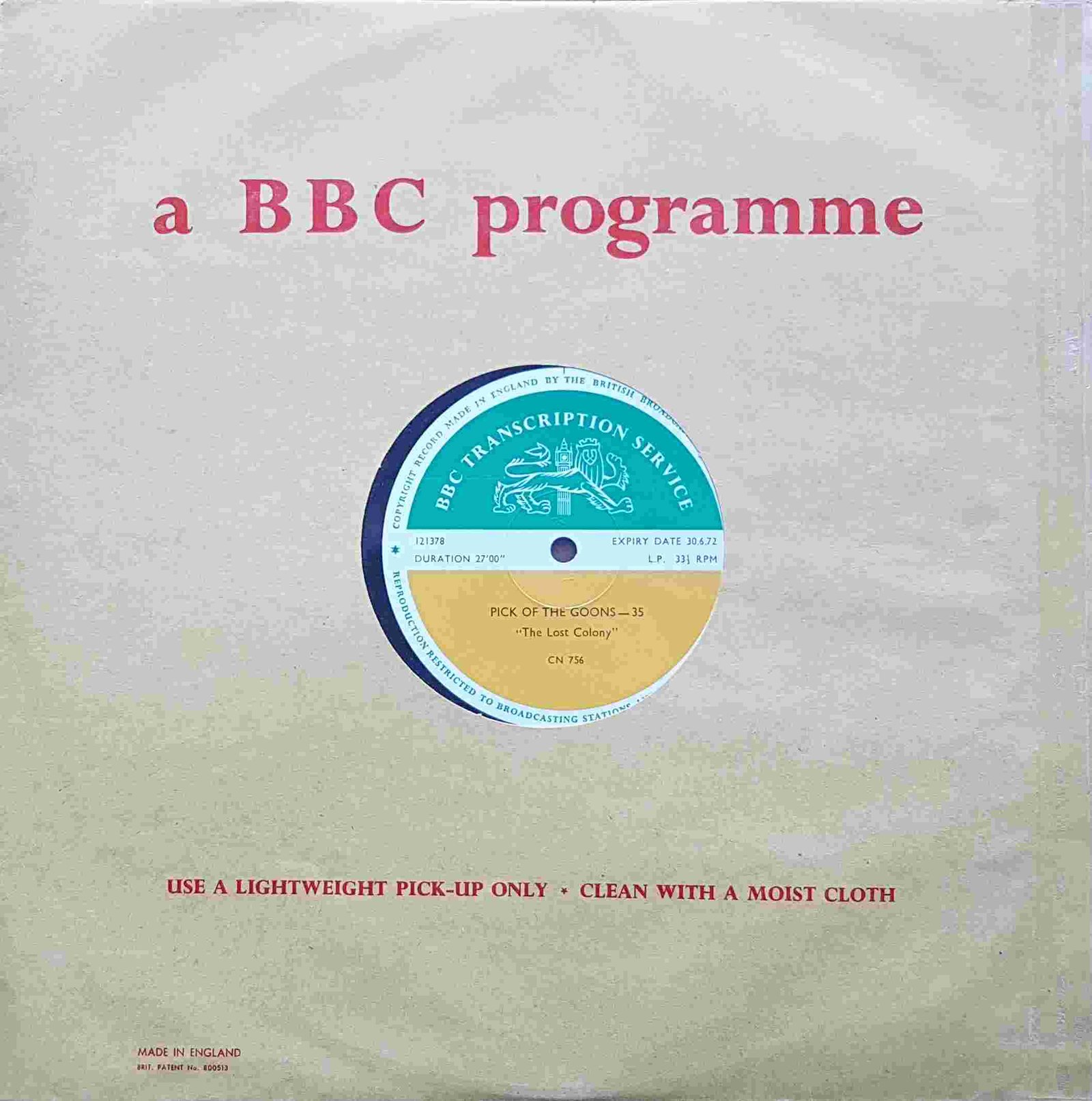 CN 756 18 Pick of the Goons - 35 & 36 from the BBC albums - Records and Tapes library Picture of CN 756 18 Pick of the Goons - 35 & 36 by artist from the BBC albums - Records and Tapes library