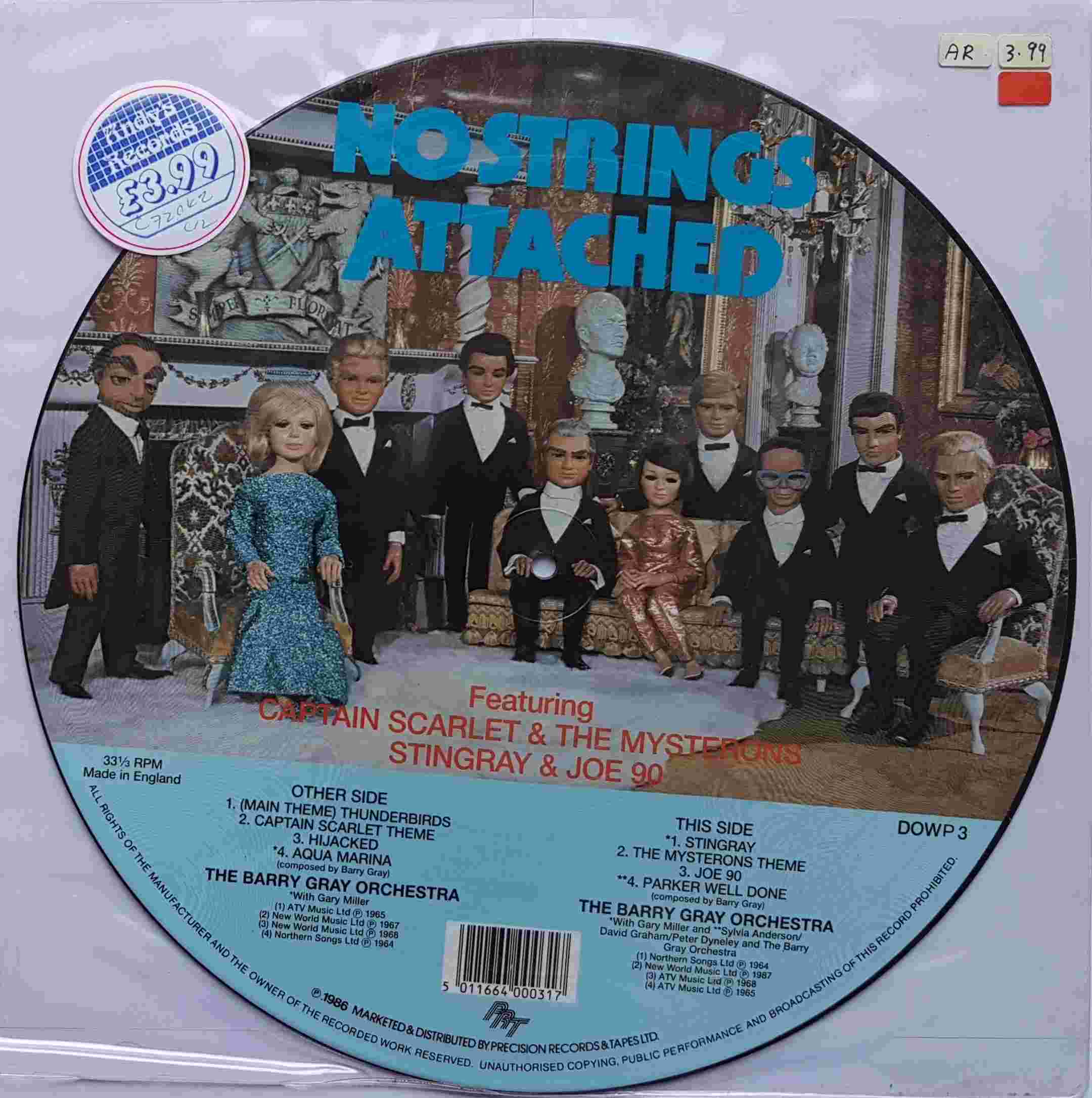 Picture of DOW P 3 No strings attached - Picture disc by artist Barry Gray from ITV, Channel 4 and Channel 5 albums library