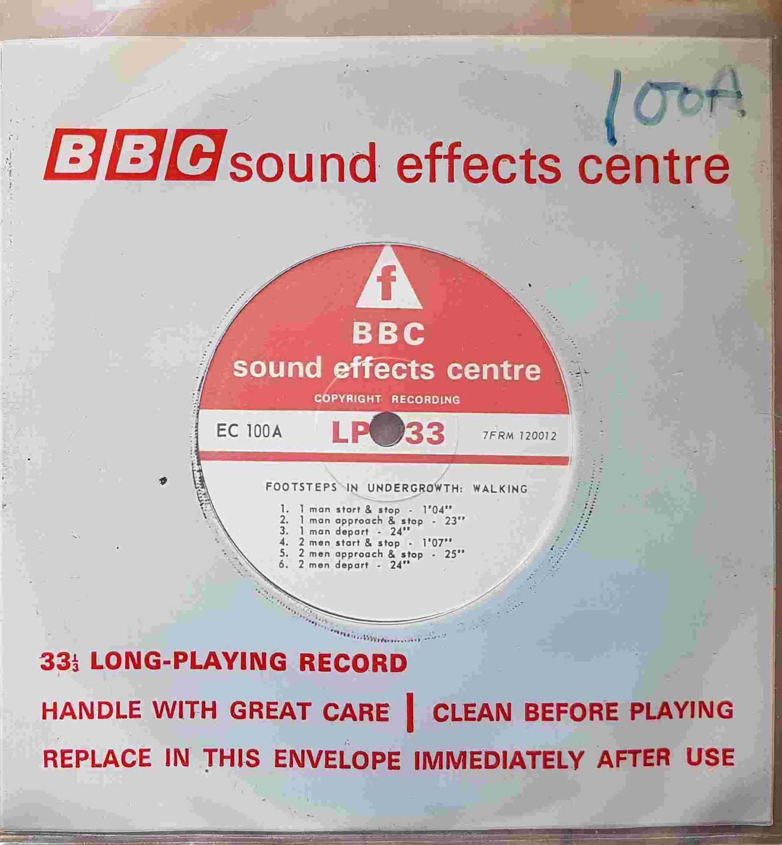 EC 100A Footsteps in undergrowth Not registered from the BBC singles - Records and Tapes library Picture of EC 100A Footsteps in undergrowth by artist Not registered from the BBC singles - Records and Tapes library