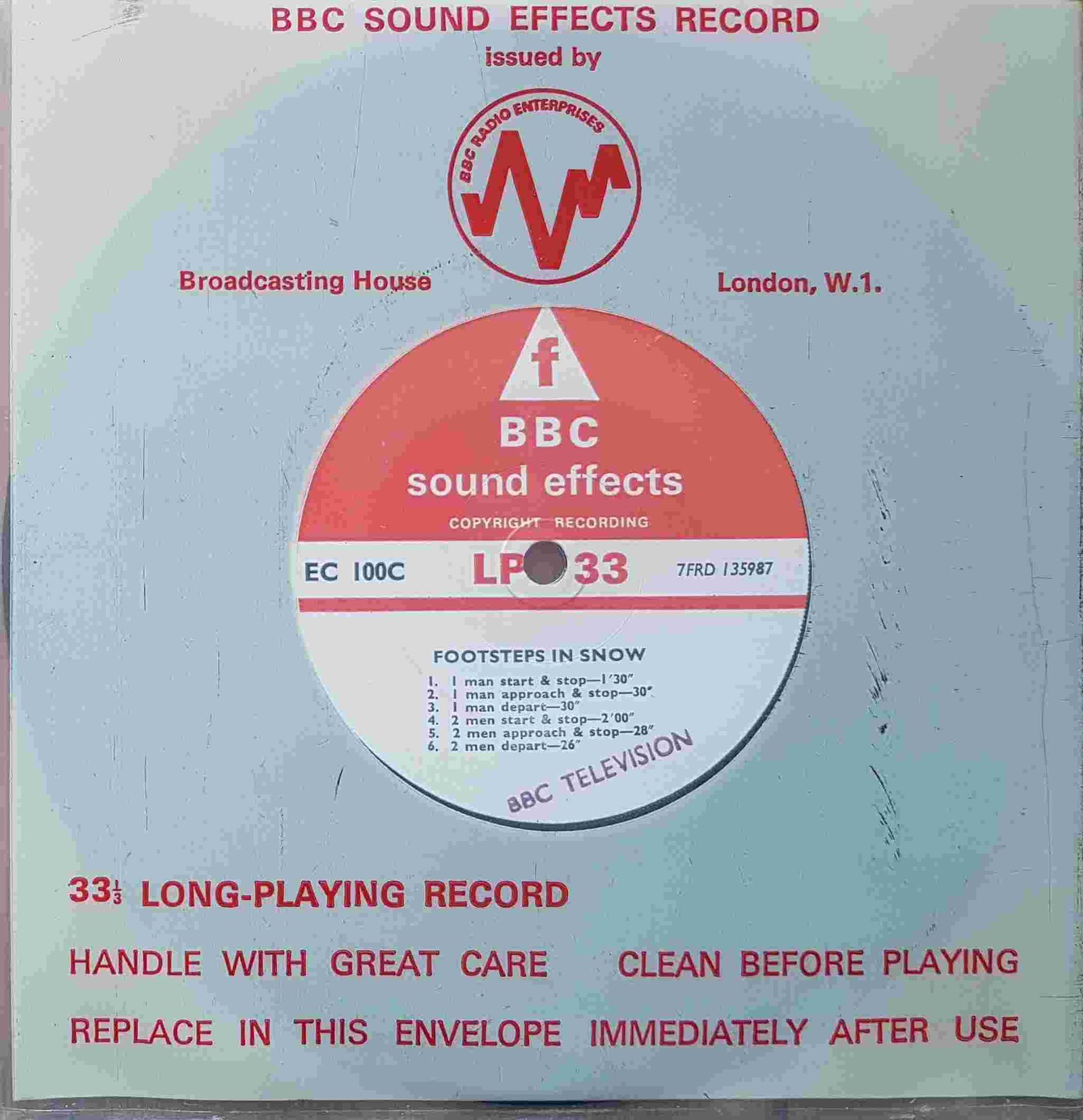 EC 100C Footsteps in snow Not registered from the BBC singles - Records and Tapes library Picture of EC 100C Footsteps in snow by artist Not registered from the BBC singles - Records and Tapes library