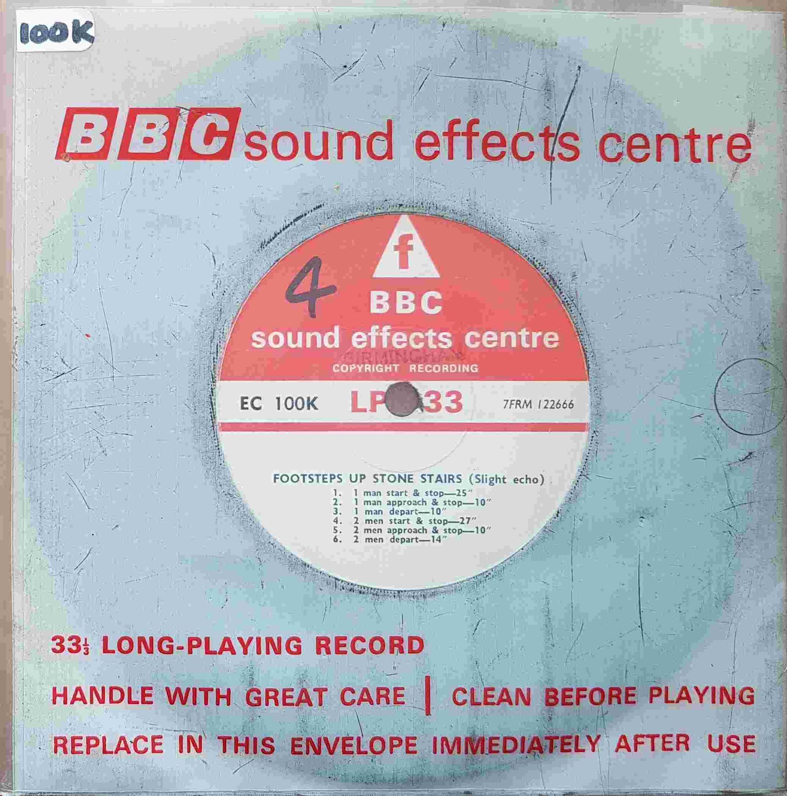 EC 100K Footsteps up stone stairs (Slight echo) Not registered from the BBC singles - Records and Tapes library Picture of EC 100K Footsteps up stone stairs (Slight echo) by artist Not registered from the BBC singles - Records and Tapes library