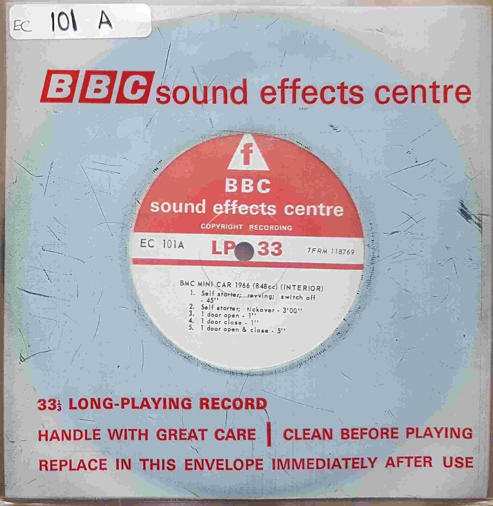 EC 101A BMC Mini Car 1966: 844cc (Interior) Not registered from the BBC singles - Records and Tapes library Picture of EC 101A BMC Mini Car 1966: 844cc (Interior) by artist Not registered from the BBC singles - Records and Tapes library