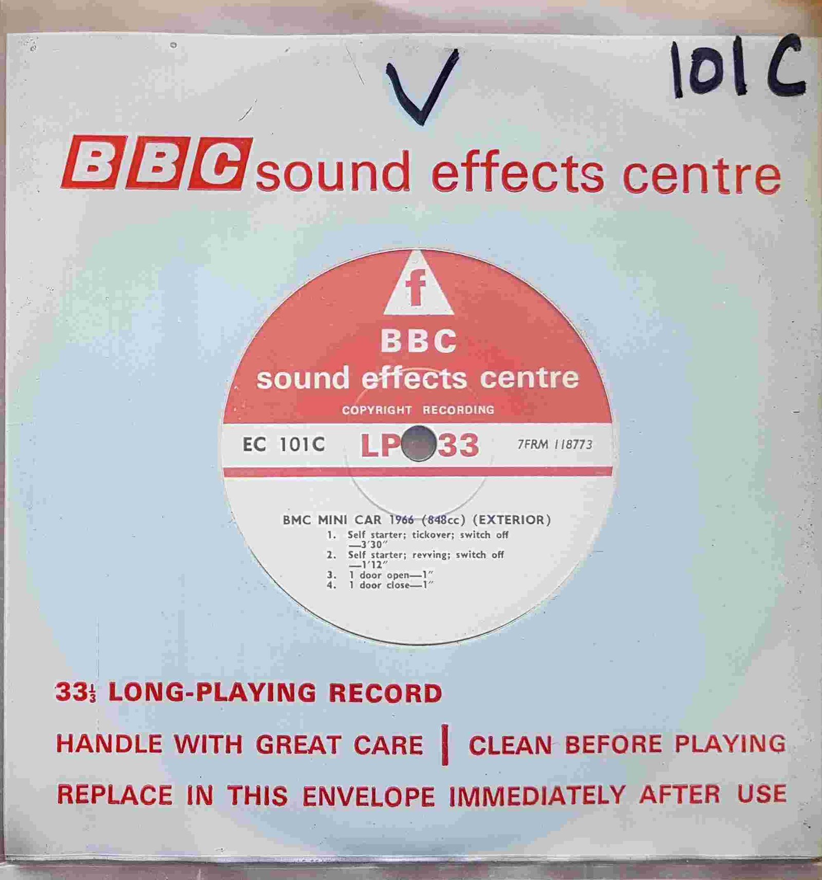 EC 101C Bmc Mini Car 1966 (848Cc) (Exterior) Not registered from the BBC singles - Records and Tapes library Picture of EC 101C Bmc Mini Car 1966 (848Cc) (Exterior) by artist Not registered from the BBC singles - Records and Tapes library