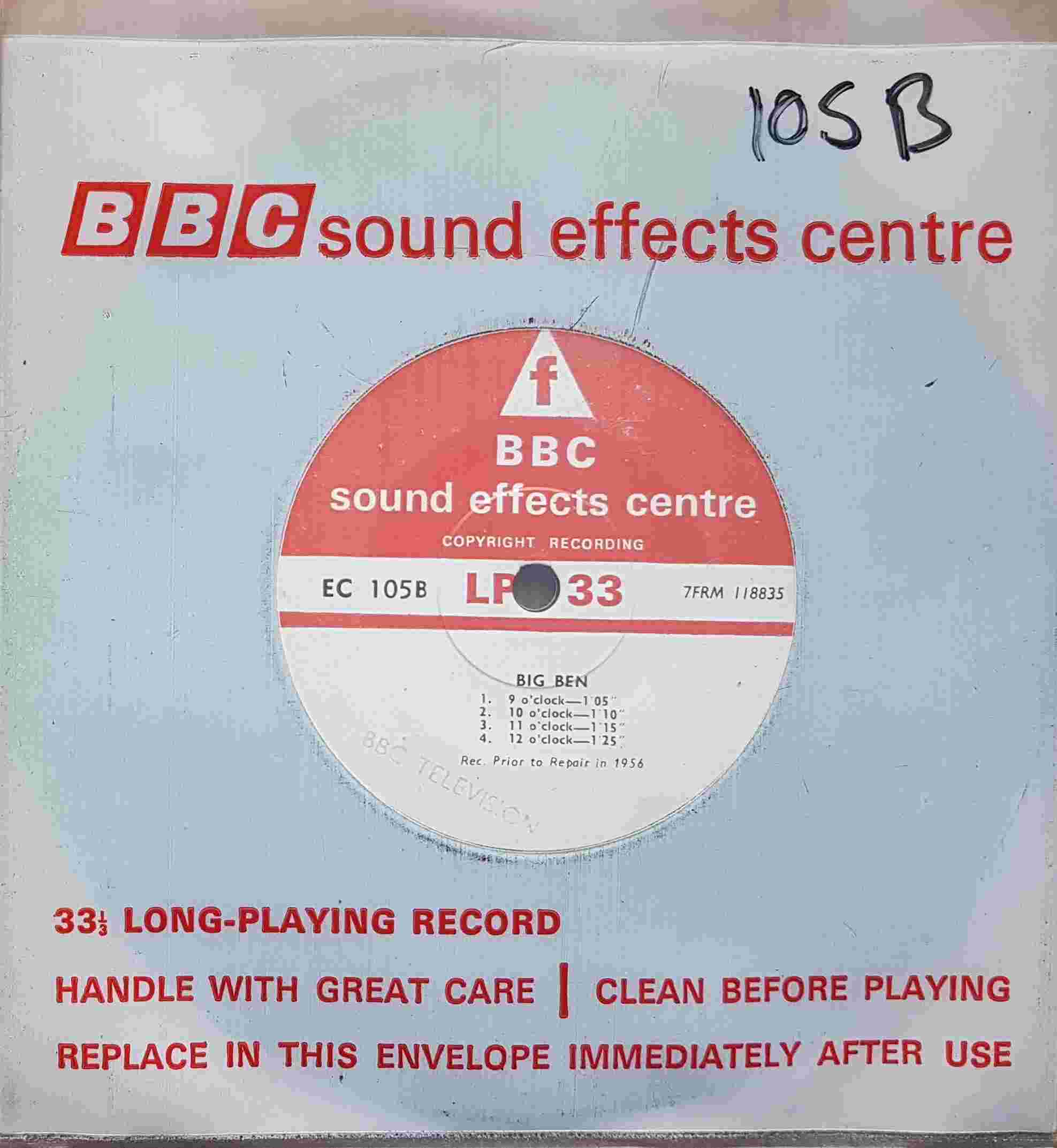 Picture of EC 105B Big Ben / Time signals & Clocks by artist Not registered from the BBC singles - Records and Tapes library