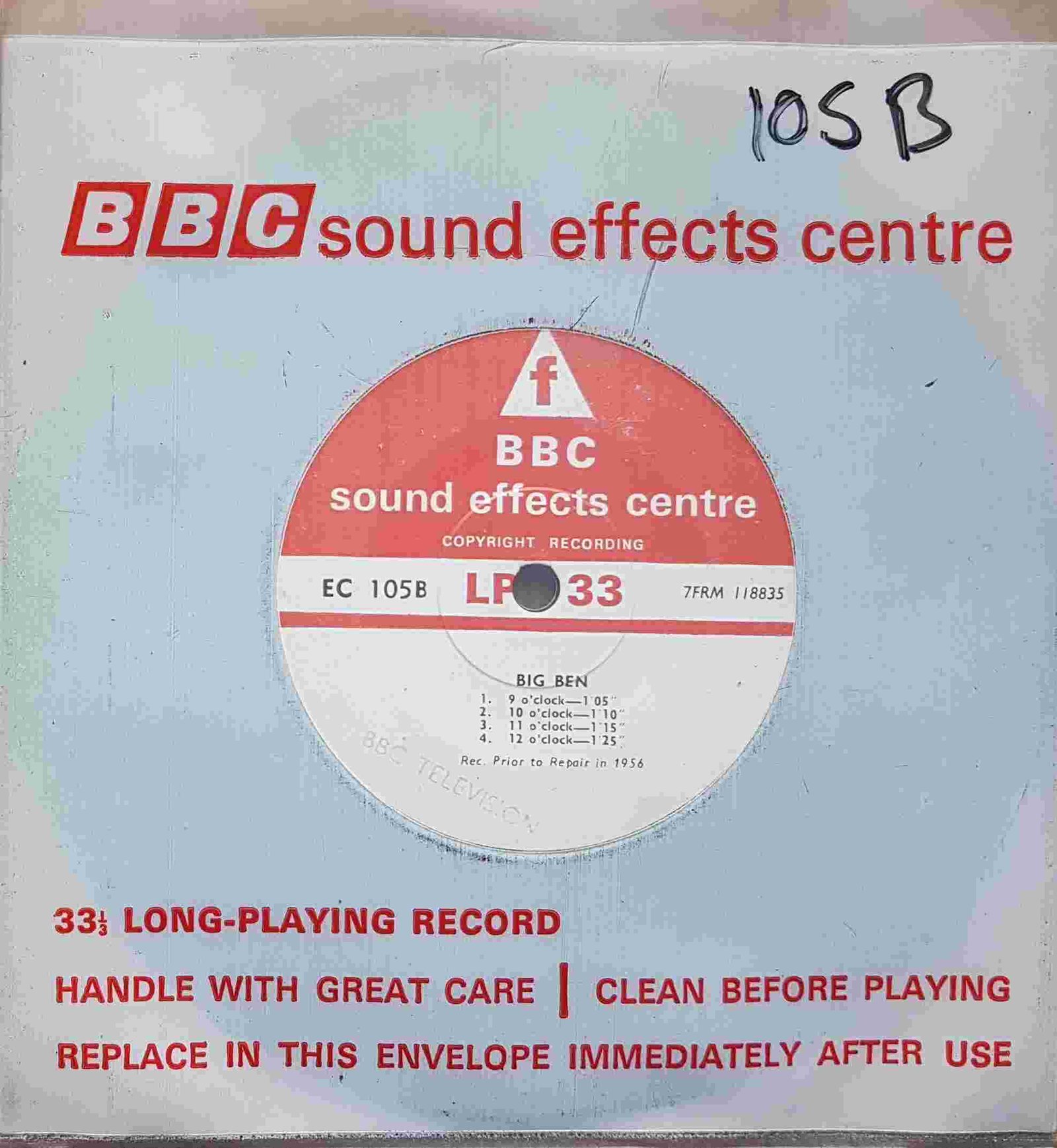 EC 105B Big Ben / Time signals & Clocks Not registered from the BBC singles - Records and Tapes library Picture of EC 105B Big Ben / Time signals & Clocks by artist Not registered from the BBC singles - Records and Tapes library