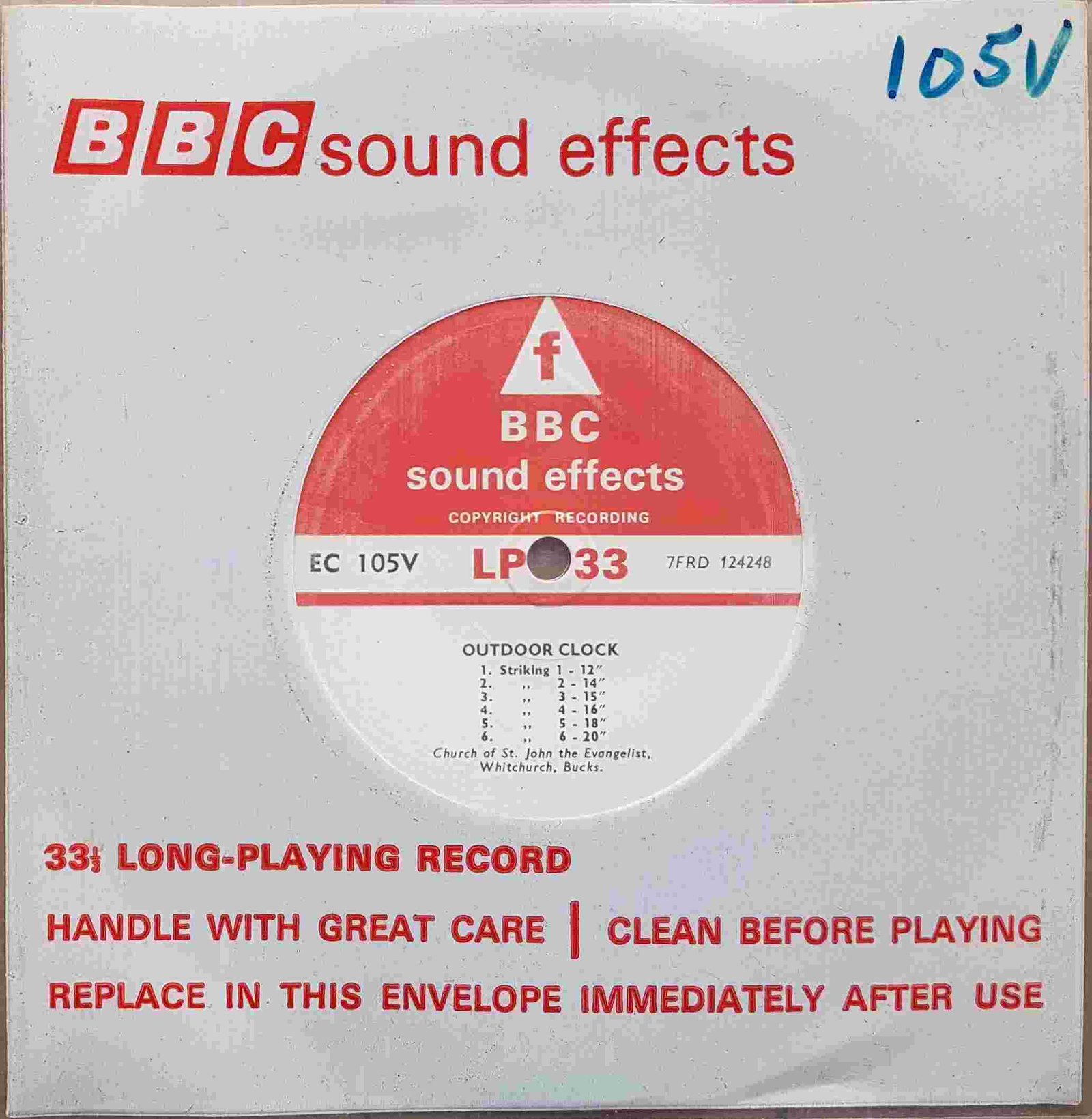 EC 105V Outdoor clock Not registered from the BBC singles - Records and Tapes library Picture of EC 105V Outdoor clock by artist Not registered from the BBC singles - Records and Tapes library