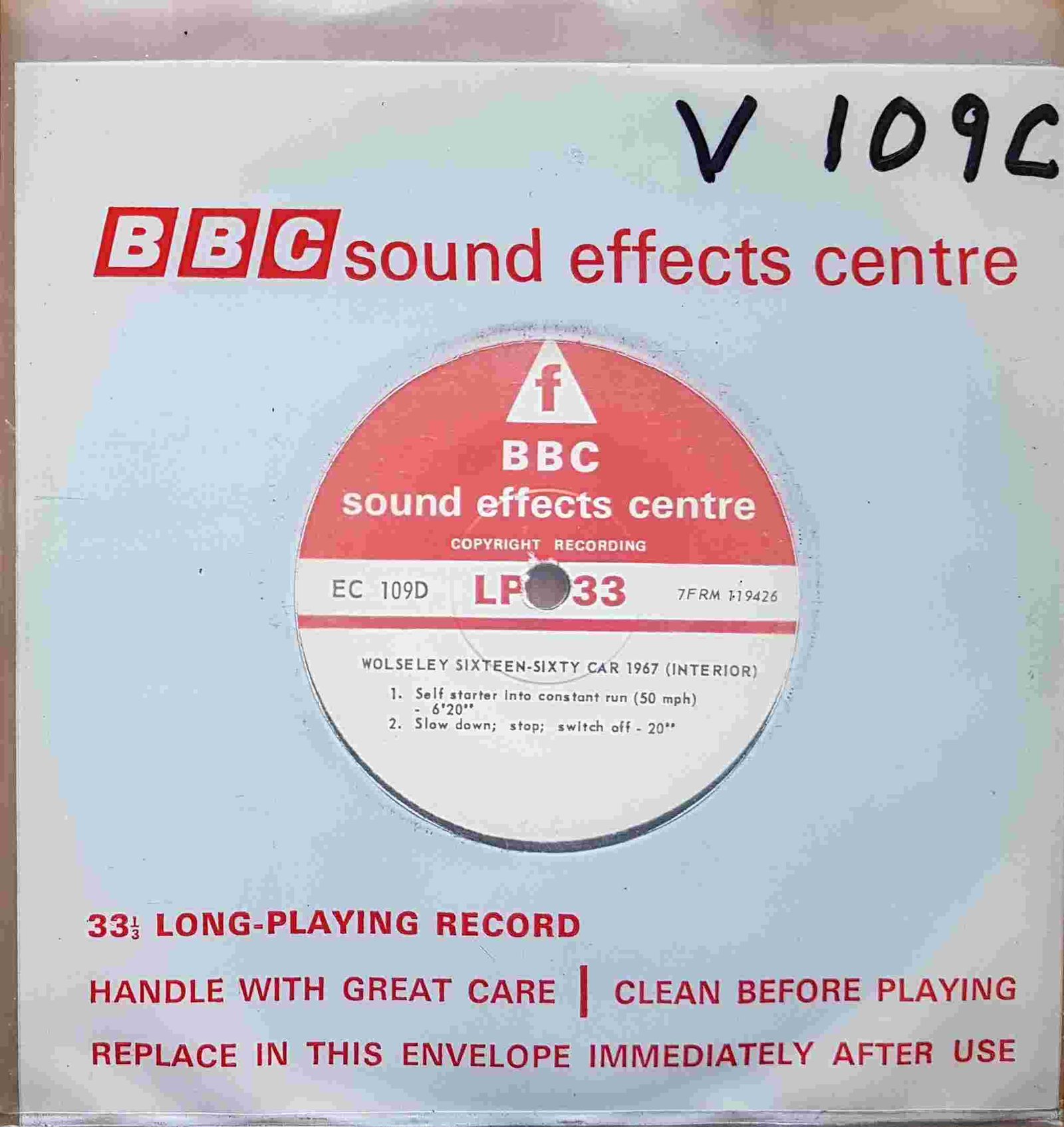 EC 109D Wolseley sixteen-sixty car 1967 (Interior) Not registered from the BBC singles - Records and Tapes library Picture of EC 109D Wolseley sixteen-sixty car 1967 (Interior) by artist Not registered from the BBC singles - Records and Tapes library