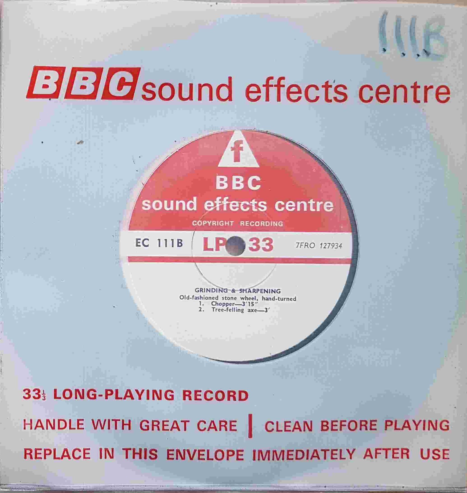 EC 111B Grinding & sharpening Not registered from the BBC singles - Records and Tapes library Picture of EC 111B Grinding & sharpening by artist Not registered from the BBC singles - Records and Tapes library