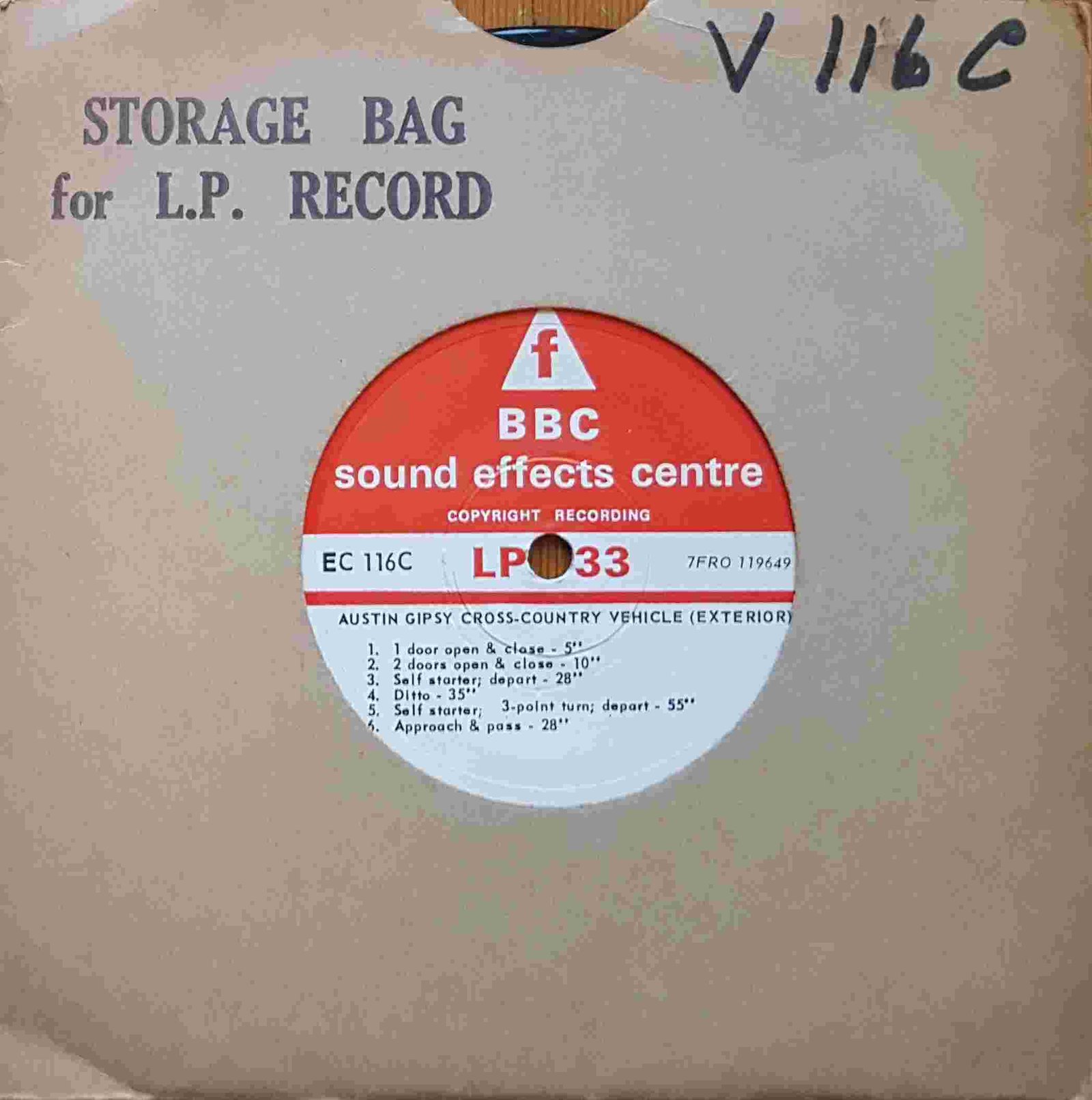 EC 116C Austin Gipsy cross-country vehicle(Exterior) Not registered from the BBC singles - Records and Tapes library Picture of EC 116C Austin Gipsy cross-country vehicle(Exterior) by artist Not registered from the BBC singles - Records and Tapes library