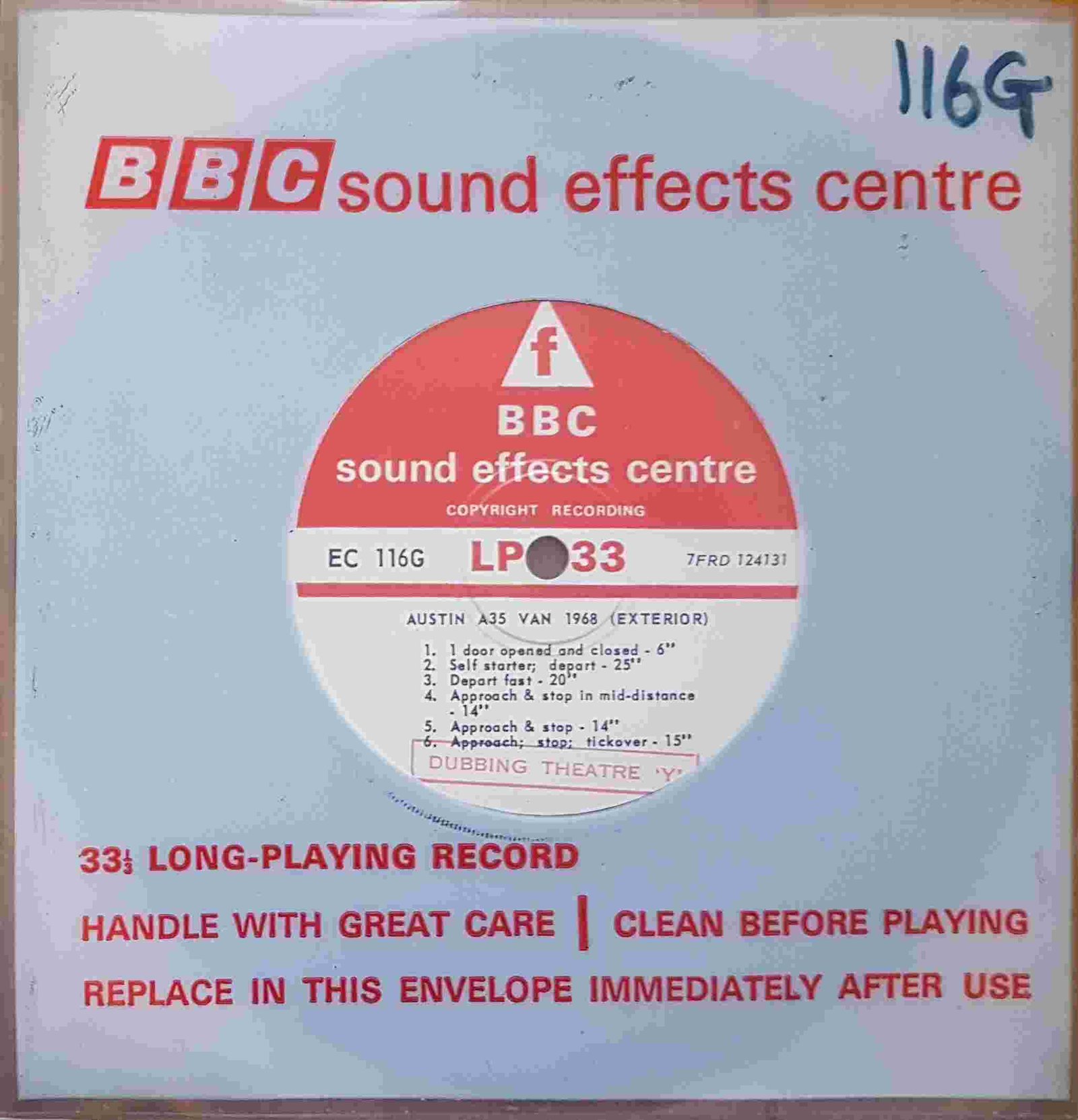 EC 116G Austin A35 van 1968 (Exterior) Not registered from the BBC singles - Records and Tapes library Picture of EC 116G Austin A35 van 1968 (Exterior) by artist Not registered from the BBC singles - Records and Tapes library