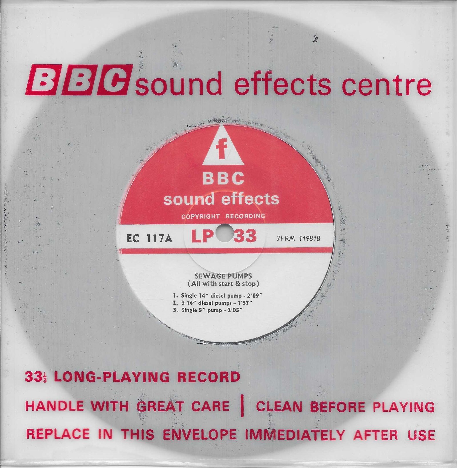 EC 117A Sewage pumps (All with start) Not registered from the BBC singles - Records and Tapes library Picture of EC 117A Sewage pumps (All with start) by artist Not registered from the BBC singles - Records and Tapes library