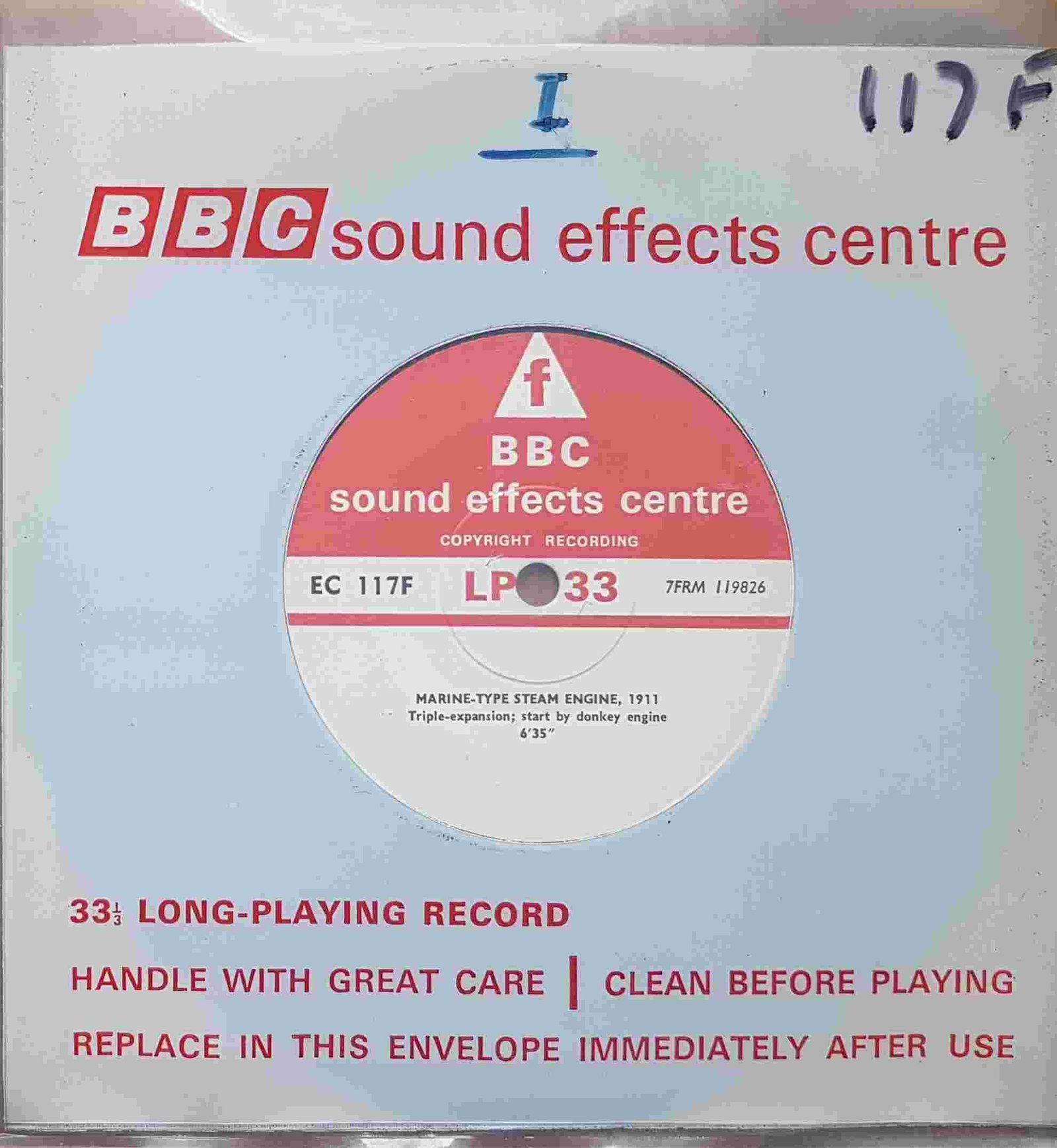 EC 117F Marine type steam engine 1911 Not registered from the BBC singles - Records and Tapes library Picture of EC 117F Marine type steam engine 1911 by artist Not registered from the BBC singles - Records and Tapes library