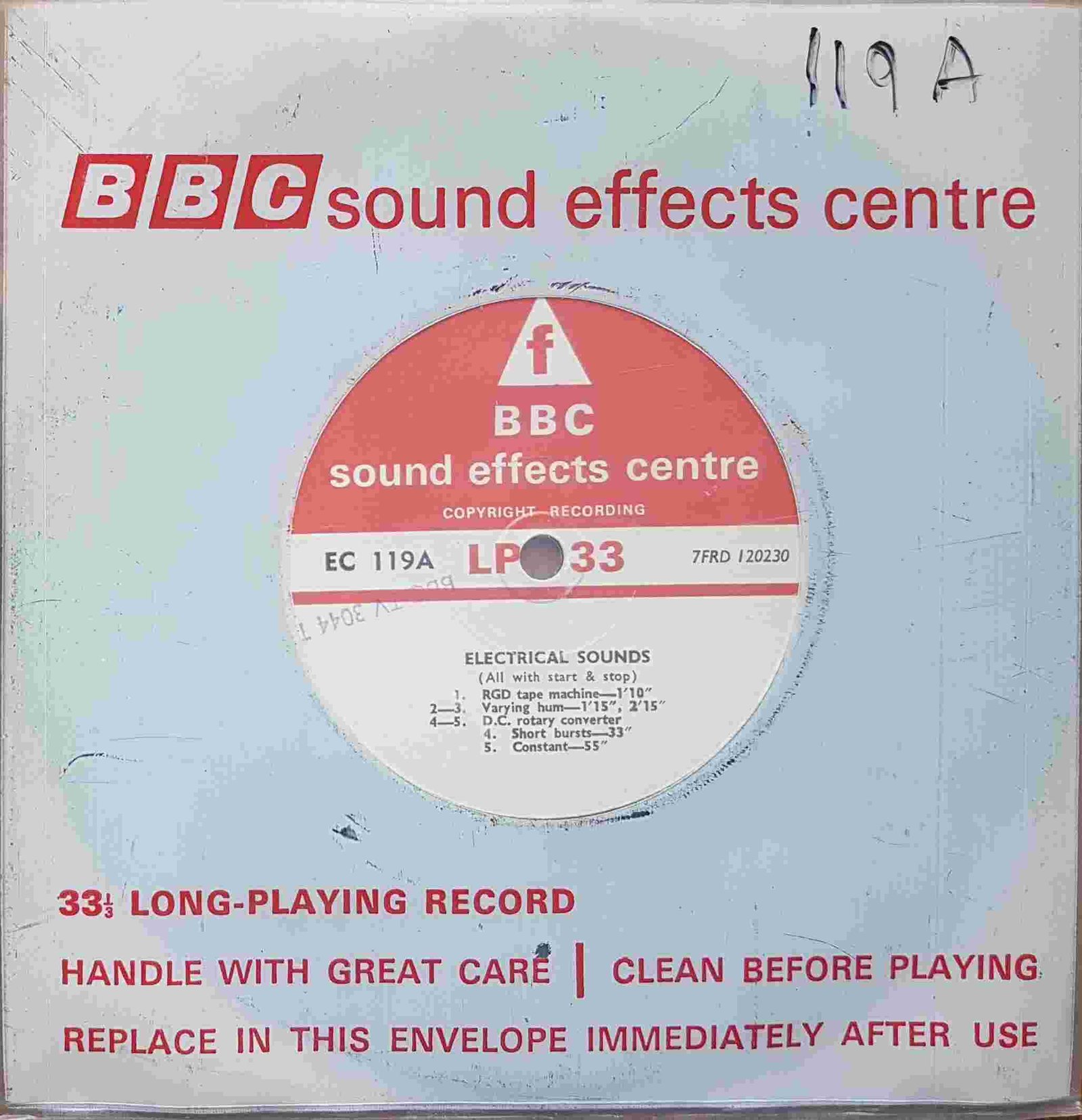 Picture of EC 119A Electric sounds by artist Not registered from the BBC records and Tapes library