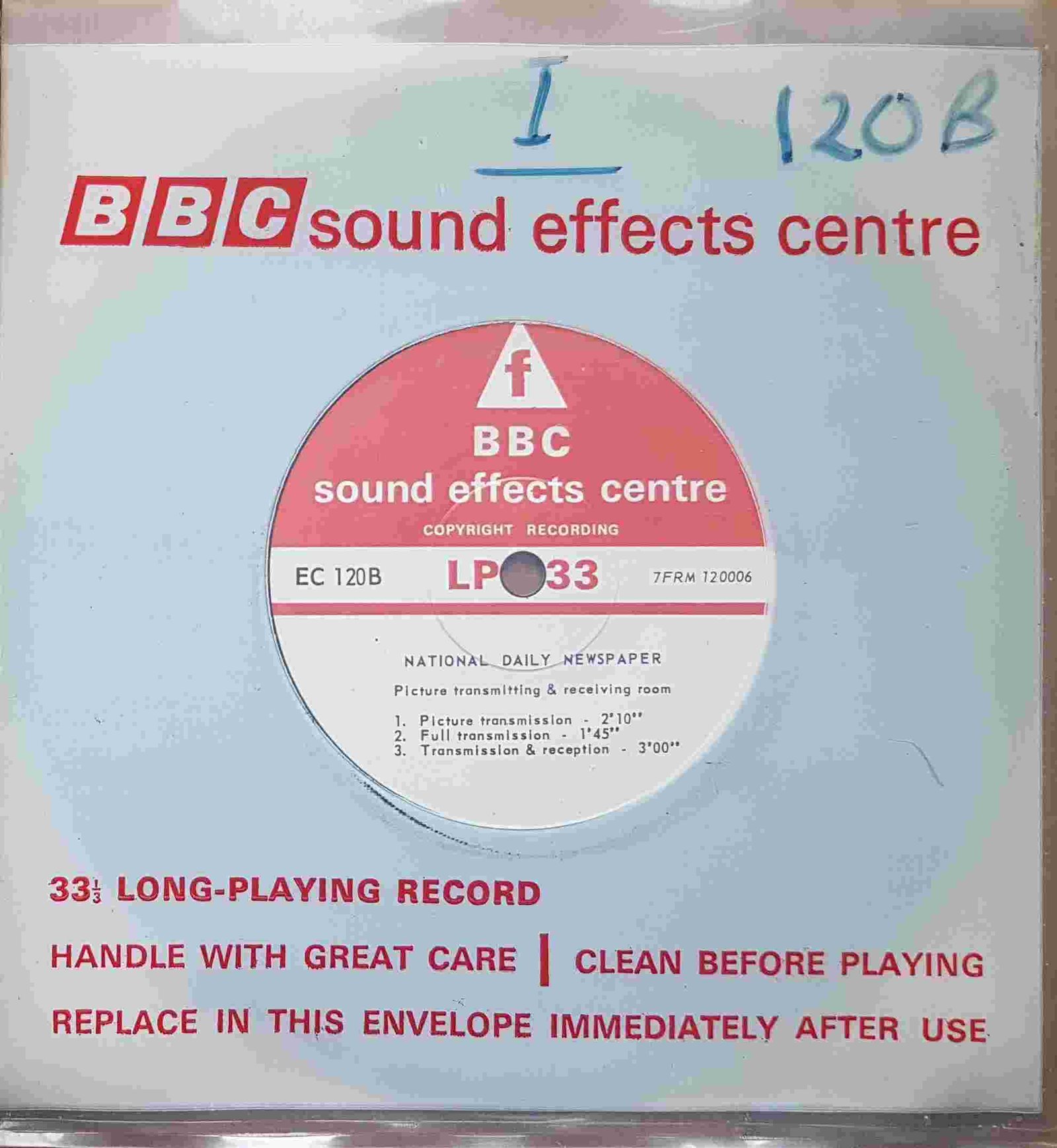 EC 120B National daily newspaper Not registered from the BBC singles - Records and Tapes library Picture of EC 120B National daily newspaper by artist Not registered from the BBC singles - Records and Tapes library