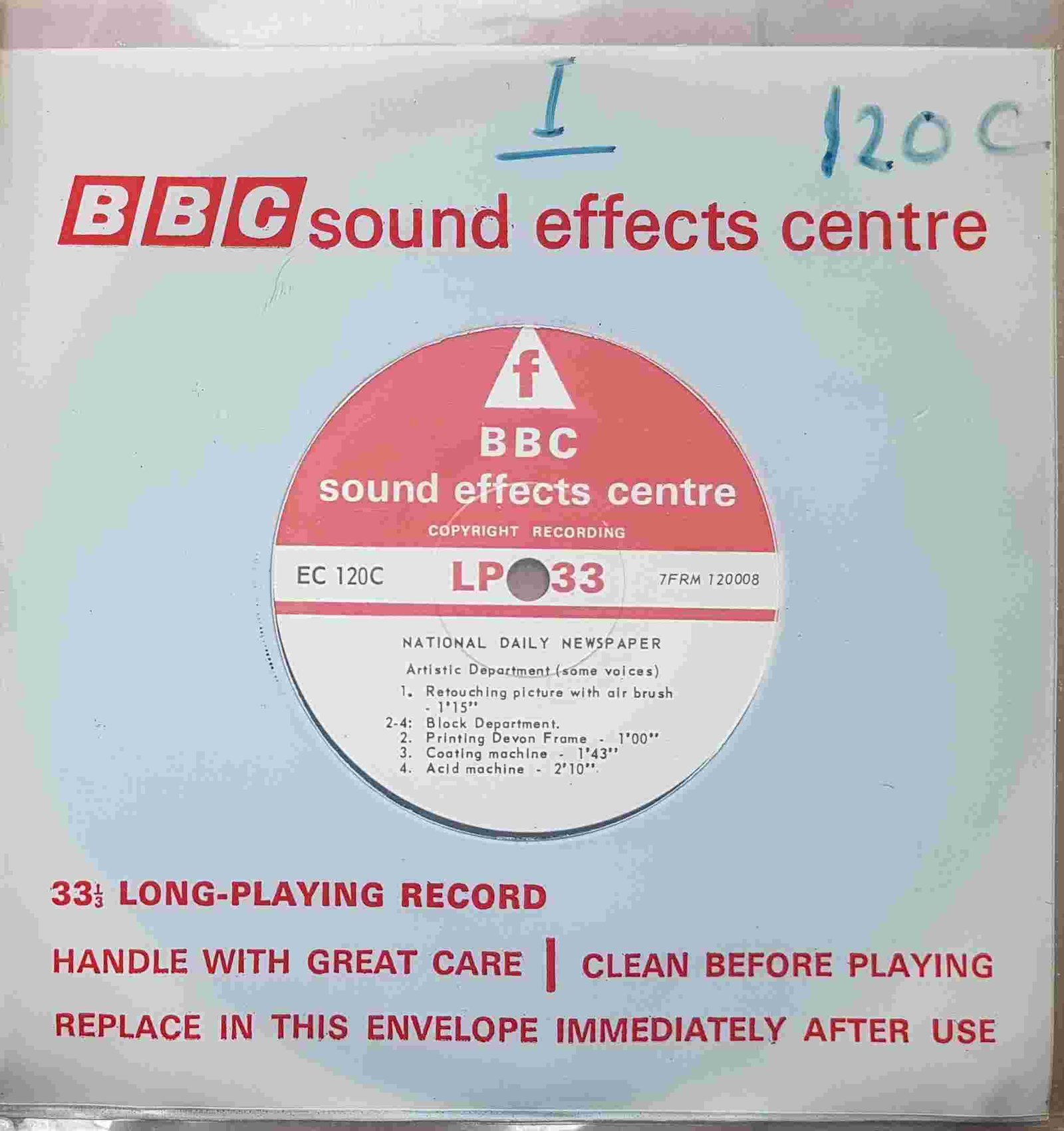 EC 120C National daily newspaper Not registered from the BBC singles - Records and Tapes library Picture of EC 120C National daily newspaper by artist Not registered from the BBC singles - Records and Tapes library