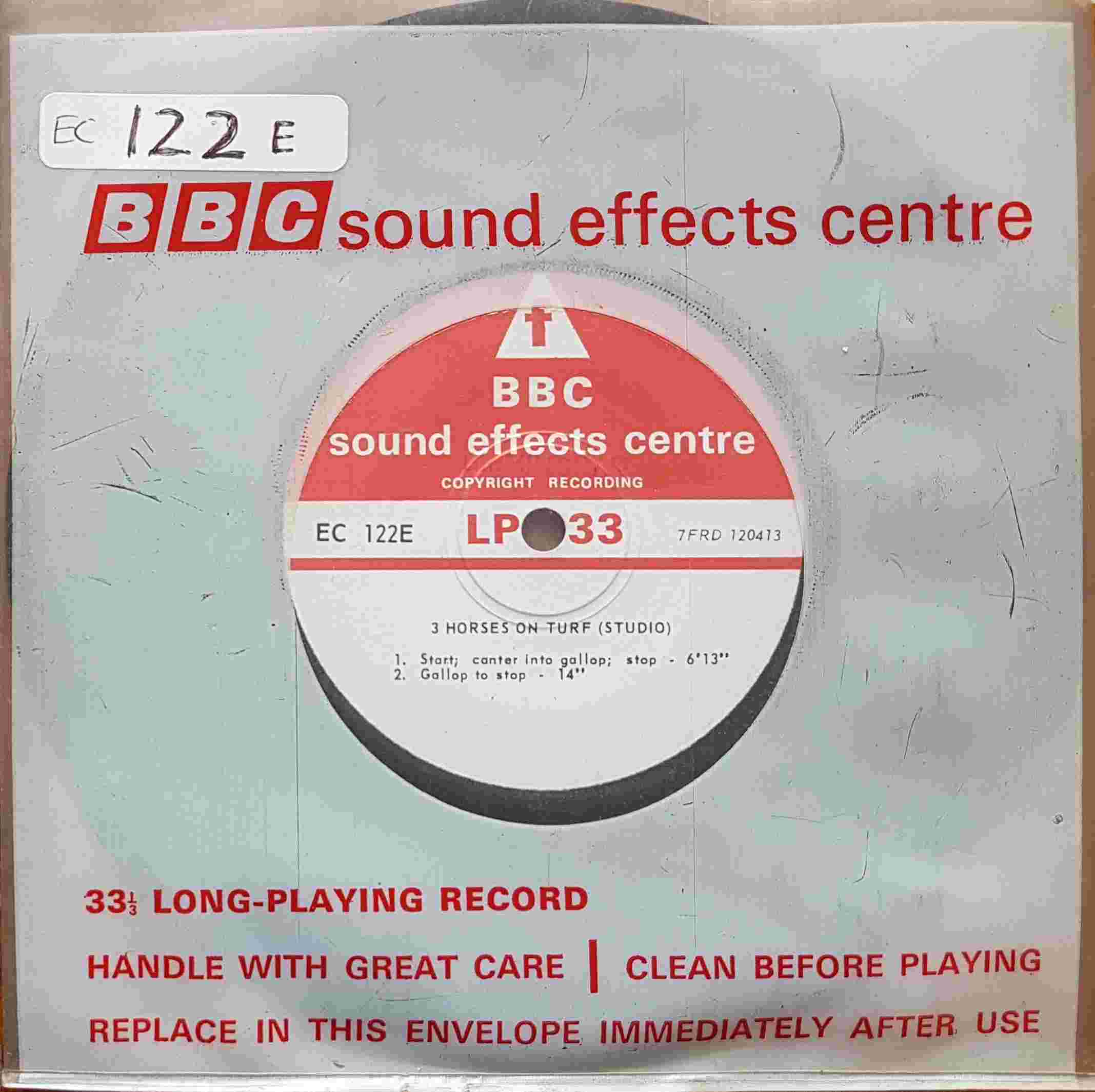 Picture of EC 122E 3 horses on turf (Studio) / 6 horses on turf (Studio) by artist Not registered from the BBC singles - Records and Tapes library