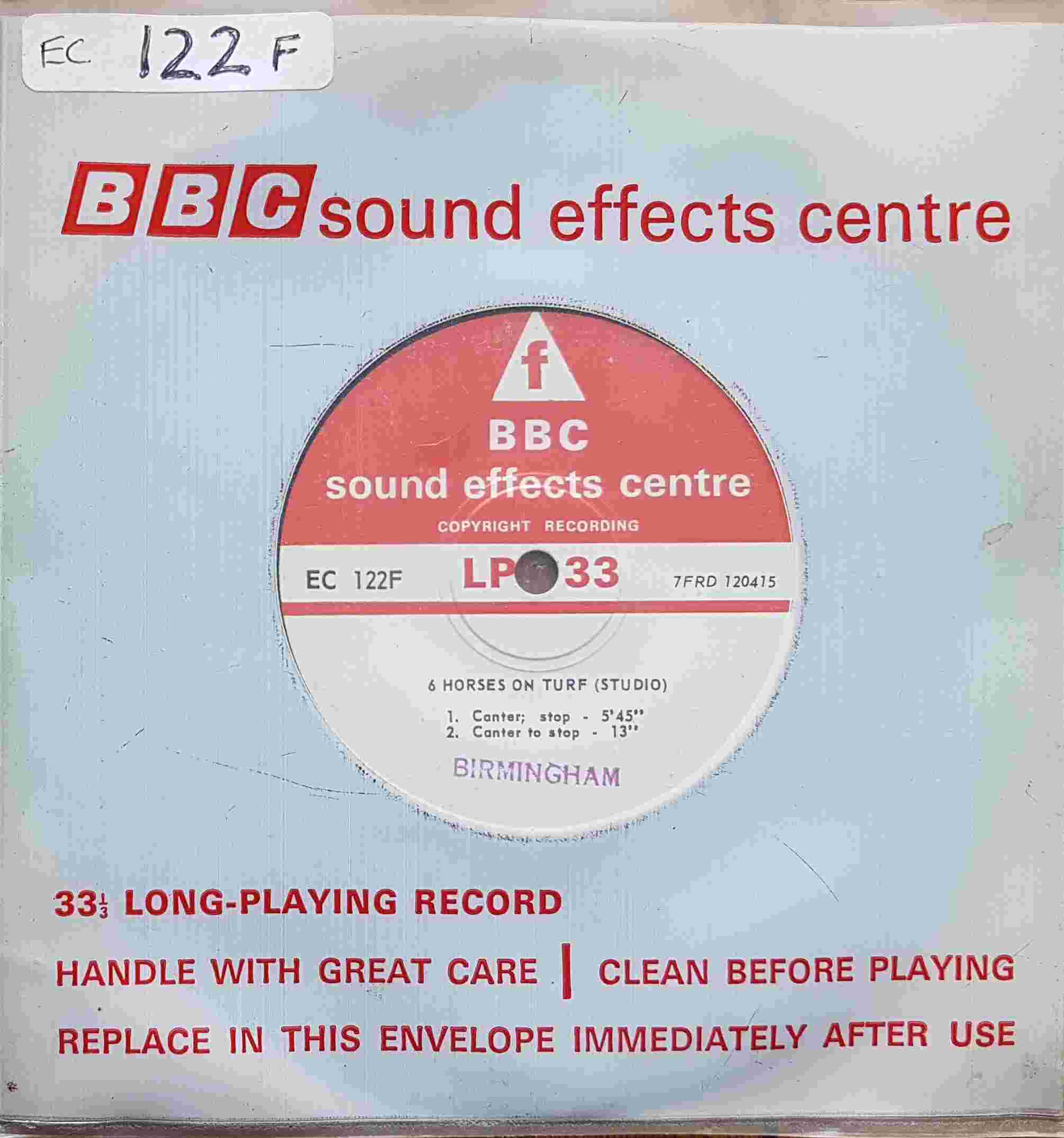 Picture of EC 122F 6 horses on turf (Studio) by artist Not registered from the BBC singles - Records and Tapes library