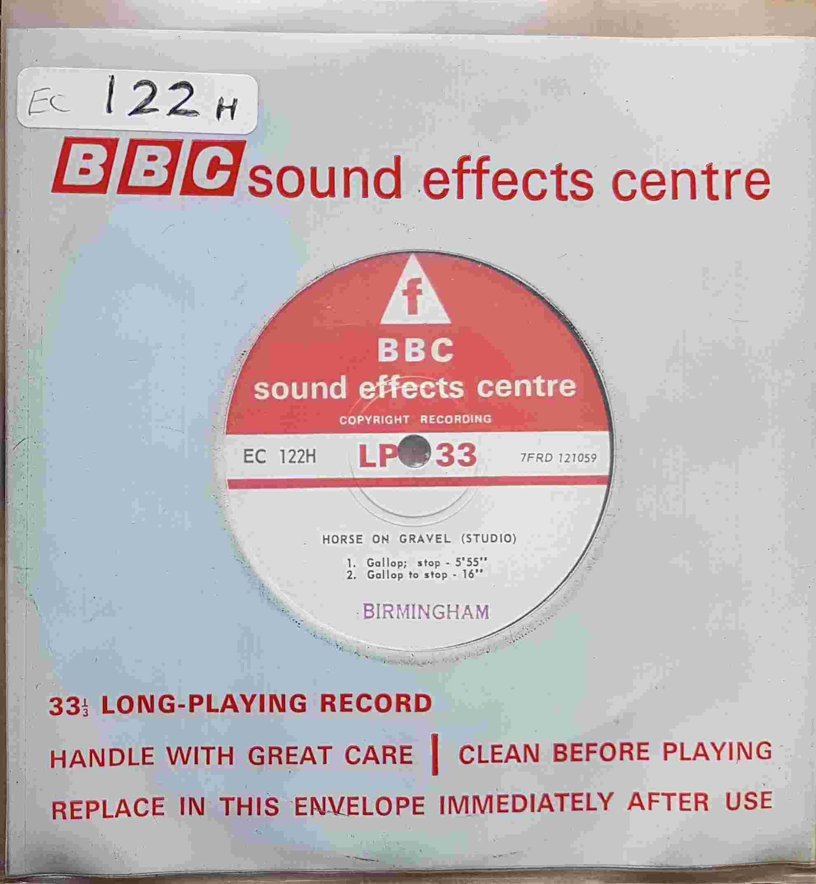 Picture of EC 122H Horse on gravel (Studio) / 2 horses on gravel (Studio) by artist Not registered from the BBC singles - Records and Tapes library