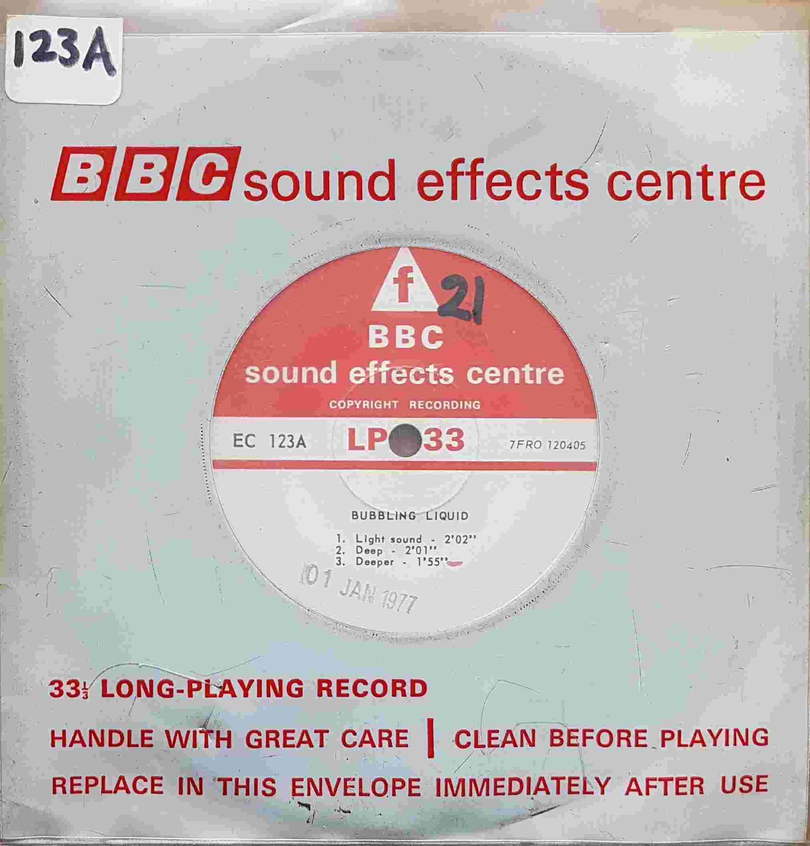 EC 123A Bubbling liquid Not registered from the BBC singles - Records and Tapes library Picture of EC 123A Bubbling liquid by artist Not registered from the BBC singles - Records and Tapes library
