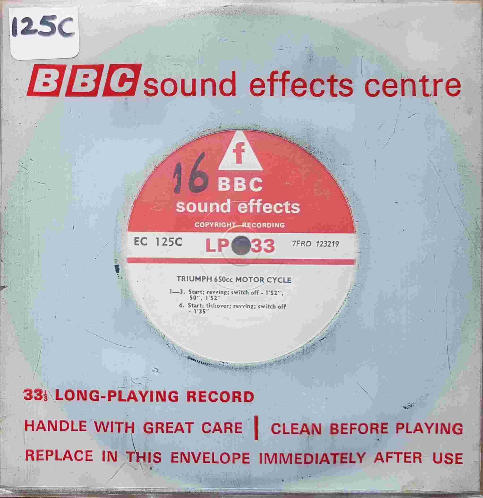 EC 125C Triumph 650cc motor cycle Not registered from the BBC singles - Records and Tapes library Picture of EC 125C Triumph 650cc motor cycle by artist Not registered from the BBC singles - Records and Tapes library