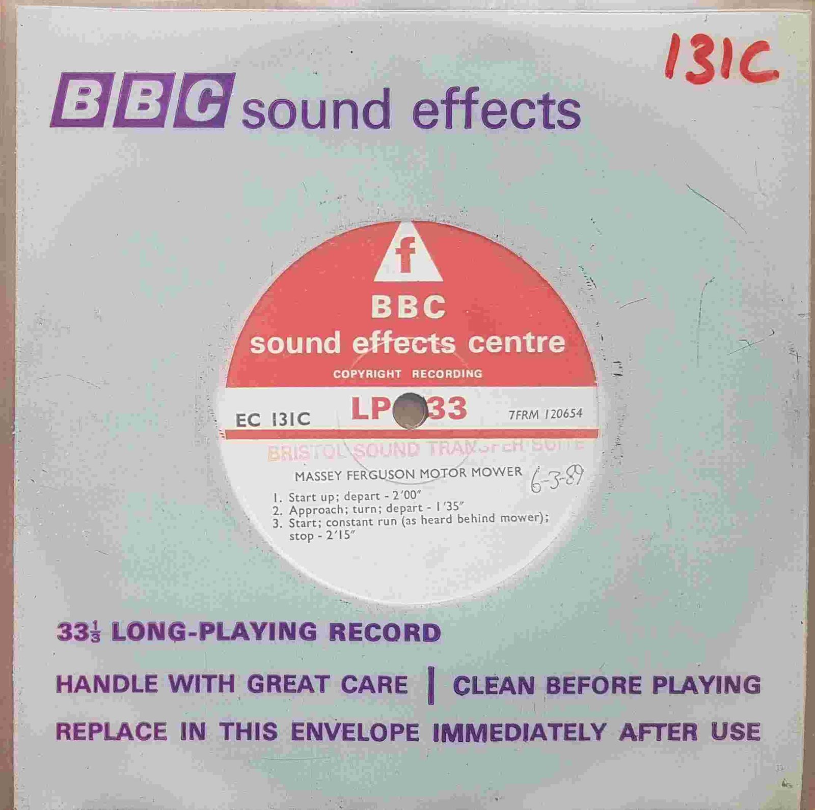 EC 131C Massey Ferguson motor mower / 2-stroke band saw Not registered from the BBC singles - Records and Tapes library Picture of EC 131C Massey Ferguson motor mower / 2-stroke band saw by artist Not registered from the BBC singles - Records and Tapes library
