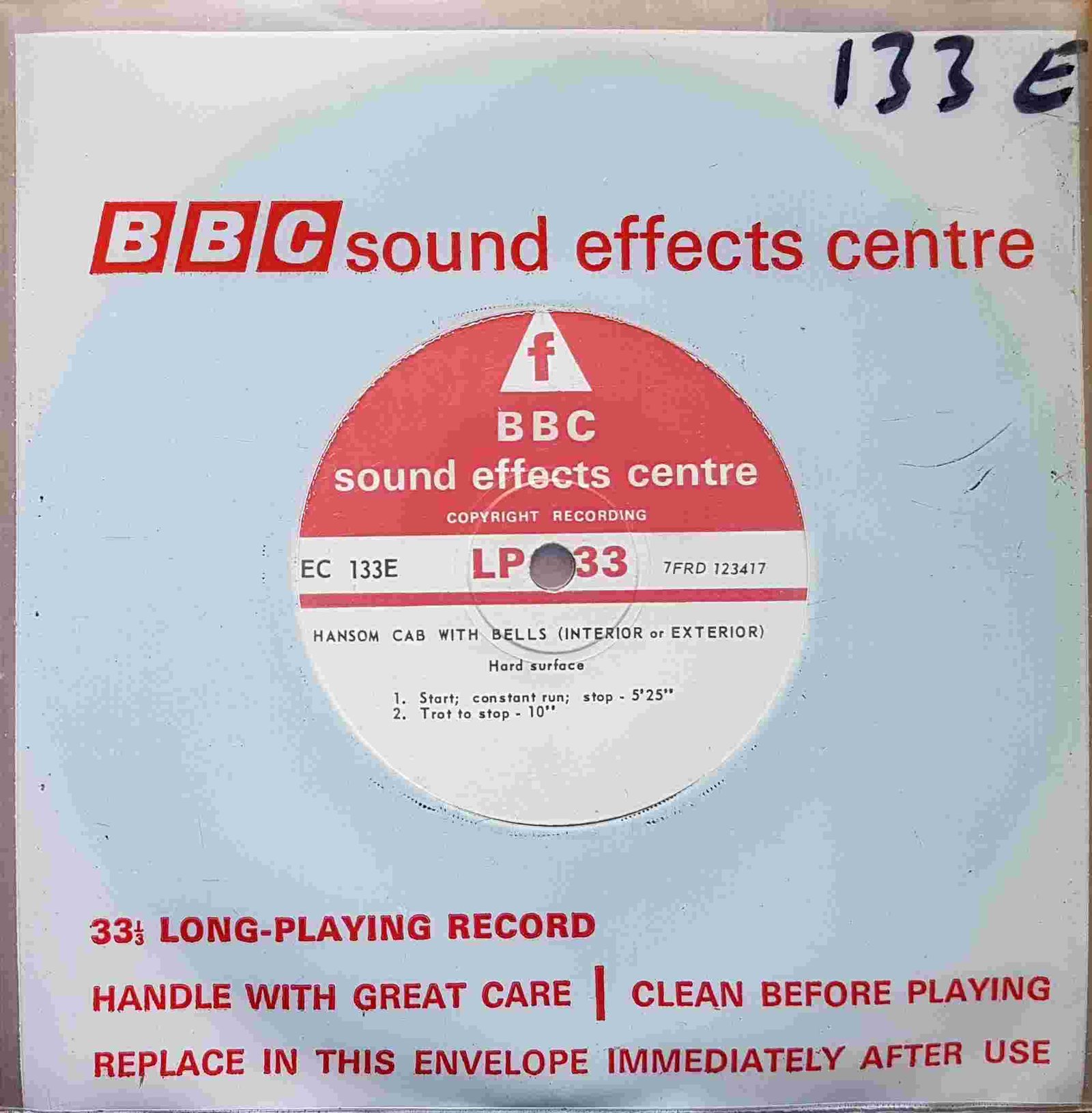 EC 133E Hanson cab with bells (Interior or exterior) Not registered from the BBC singles - Records and Tapes library Picture of EC 133E Hanson cab with bells (Interior or exterior) by artist Not registered from the BBC singles - Records and Tapes library
