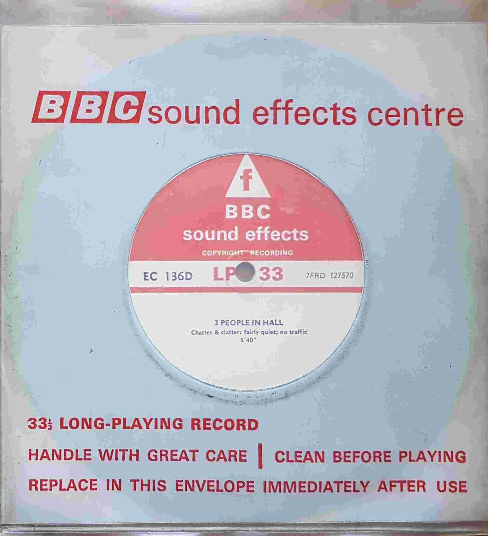 EC 136D 3 people in hall Not registered from the BBC singles - Records and Tapes library Picture of EC 136D 3 people in hall by artist Not registered from the BBC singles - Records and Tapes library
